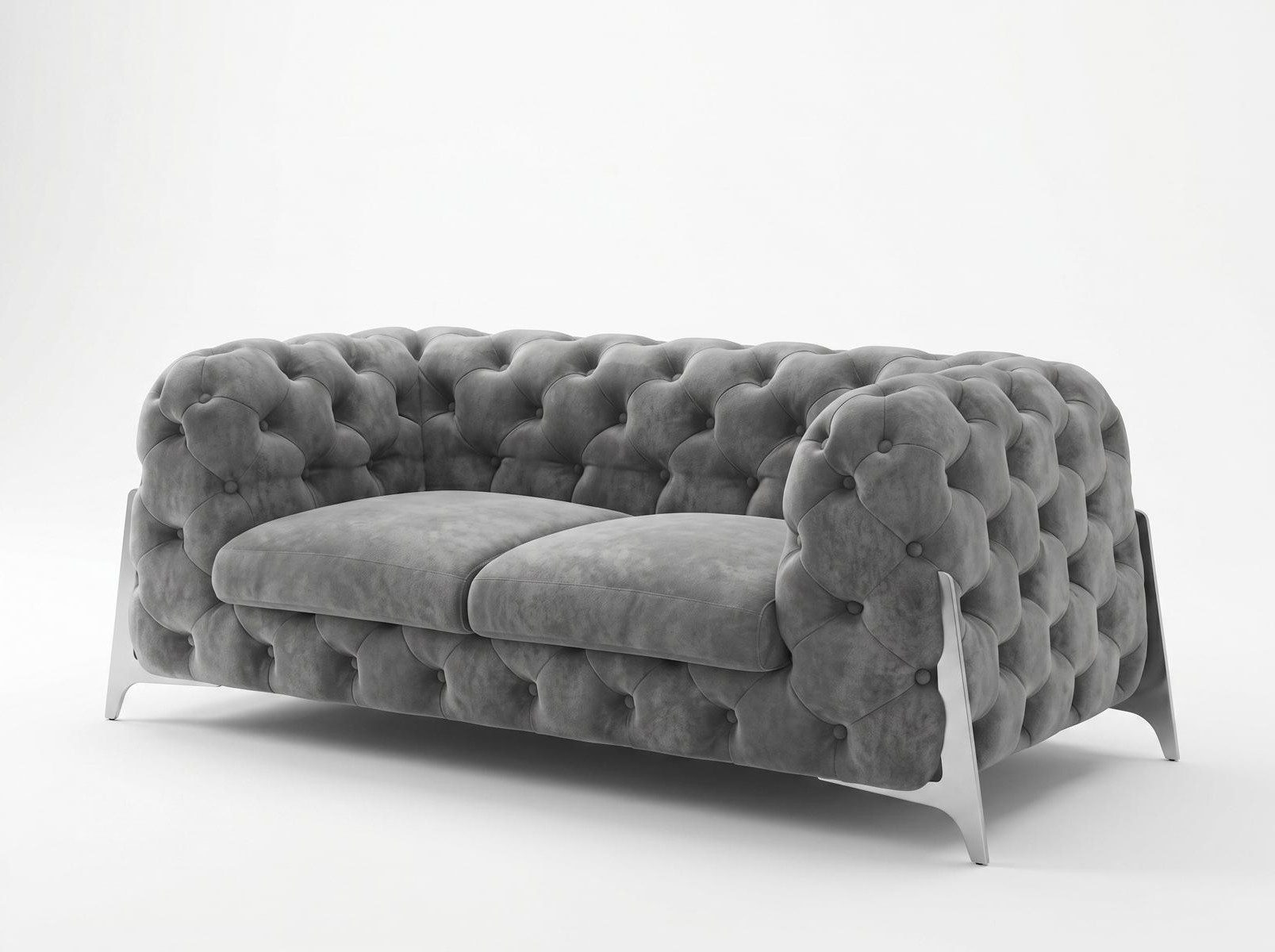 Xlmoebel Chesterfield-Sofa Elegantes graues Chesterfield-Sofa-Set mit gestepptem Design, 3 Teile, Made in Europa