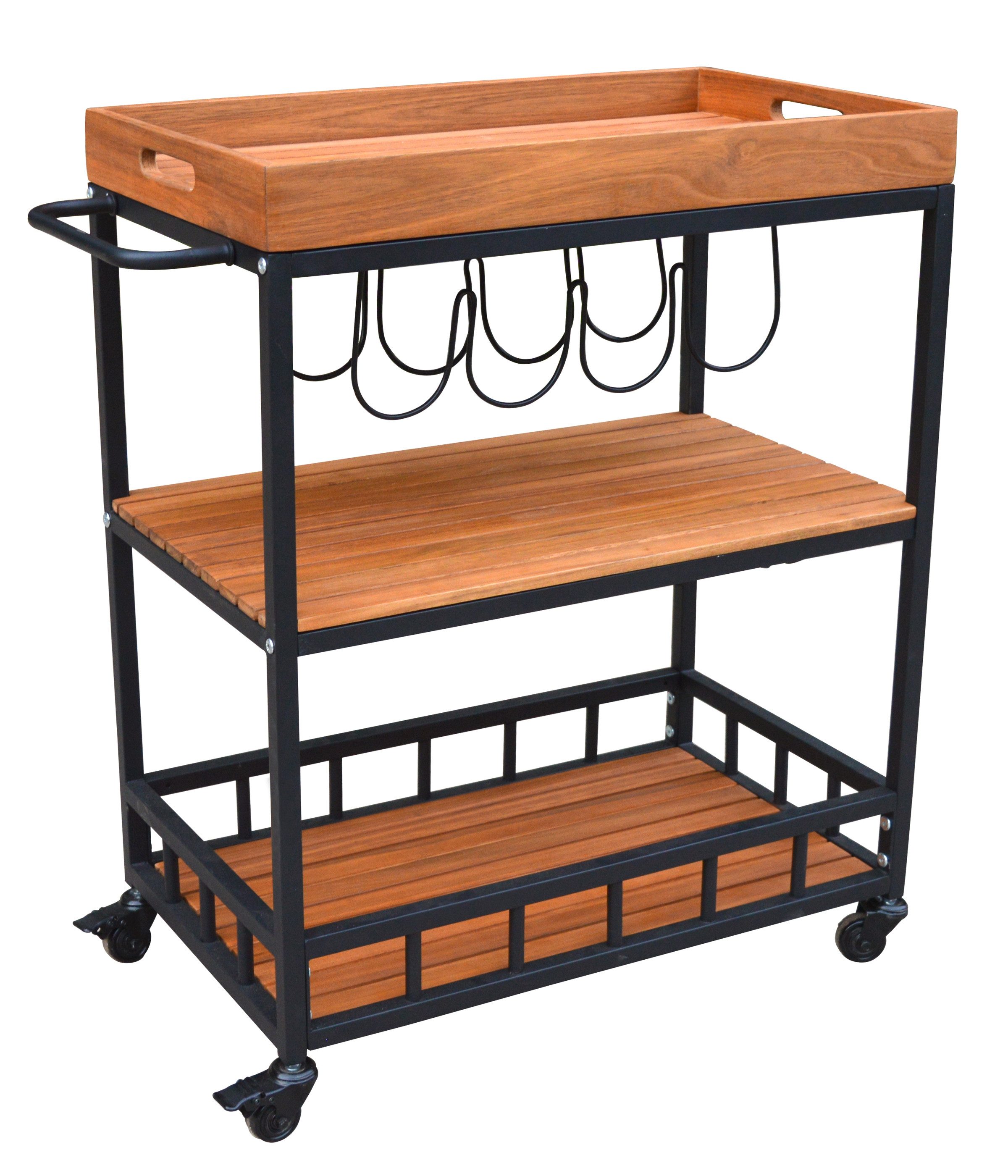 Dehner Balkonset Servierwagen Liverpool, 84 x 67 x 40 cm, aus FSC®-zertifiziertem, geöltem Akazienholz