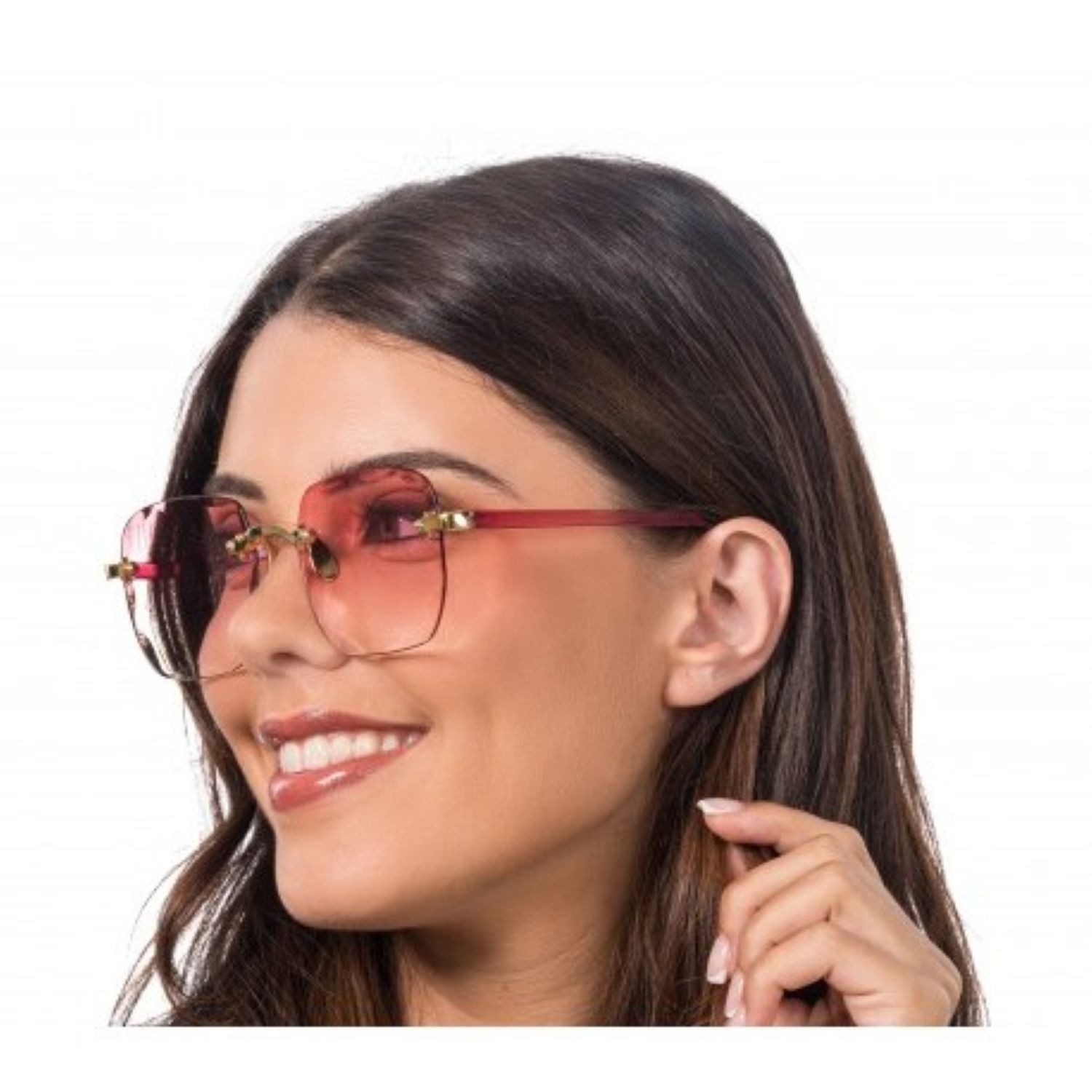 CHAKS Verkleidungsmaske Brille ohne Rahmen, Rosa Partybrille mit Verlaufs günstig online kaufen