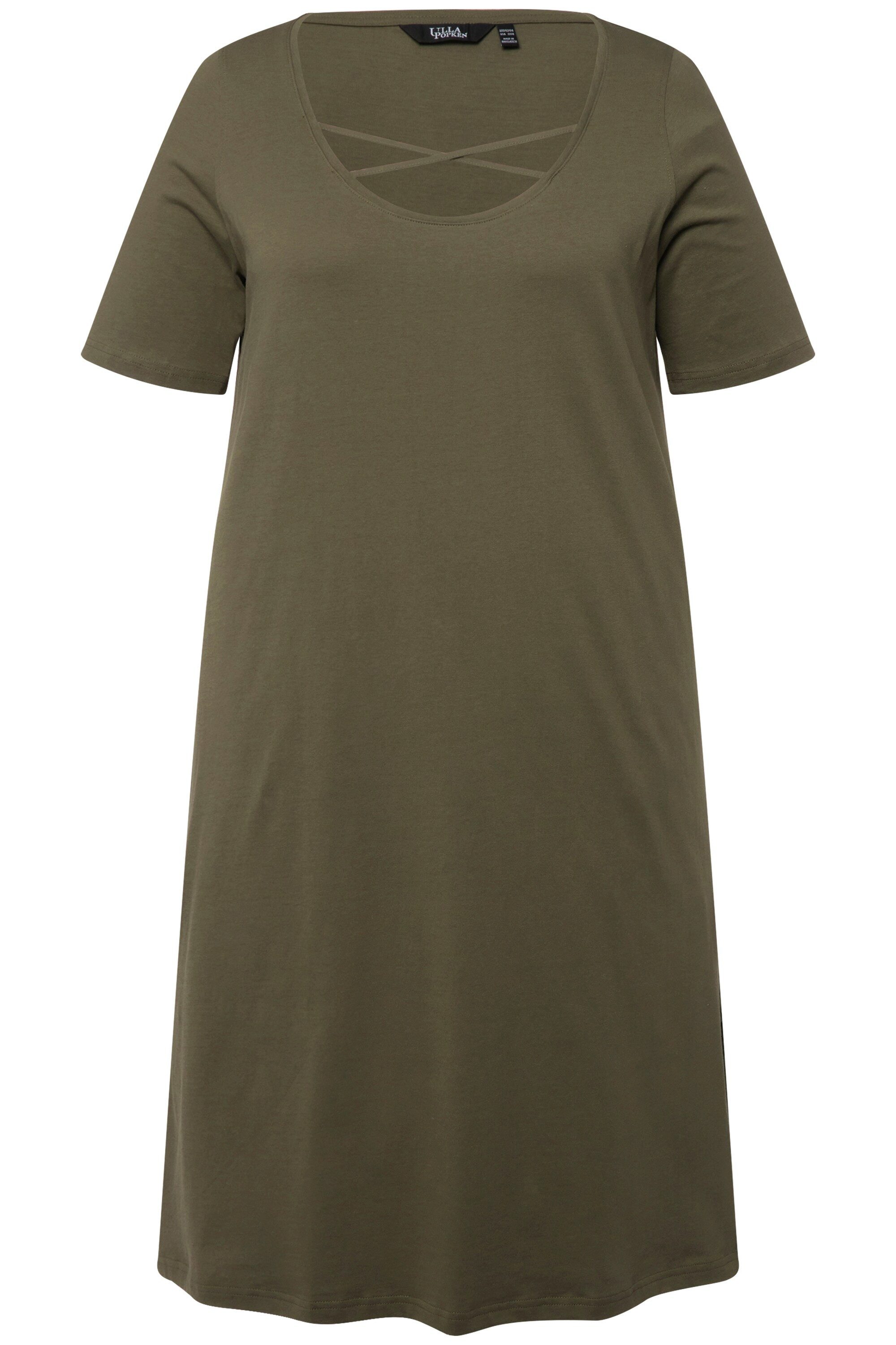 Ulla Popken Midikleid Jerseykleid Zierbänder A-Linie günstig online kaufen