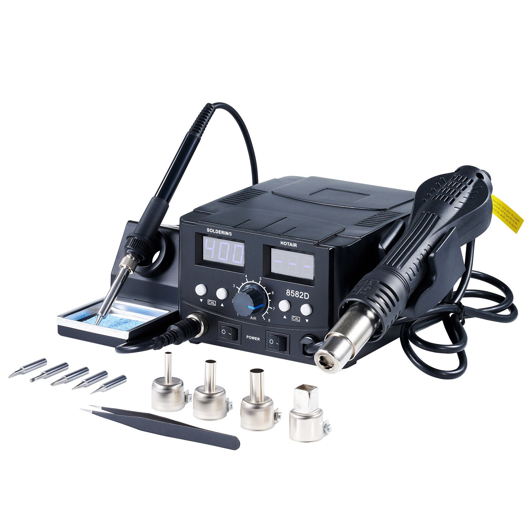 Crenex Elektroschweißgerät, 2-IN-1 Digital Lötkolben Heißluftlötstation Entlötkolben Entlötstation