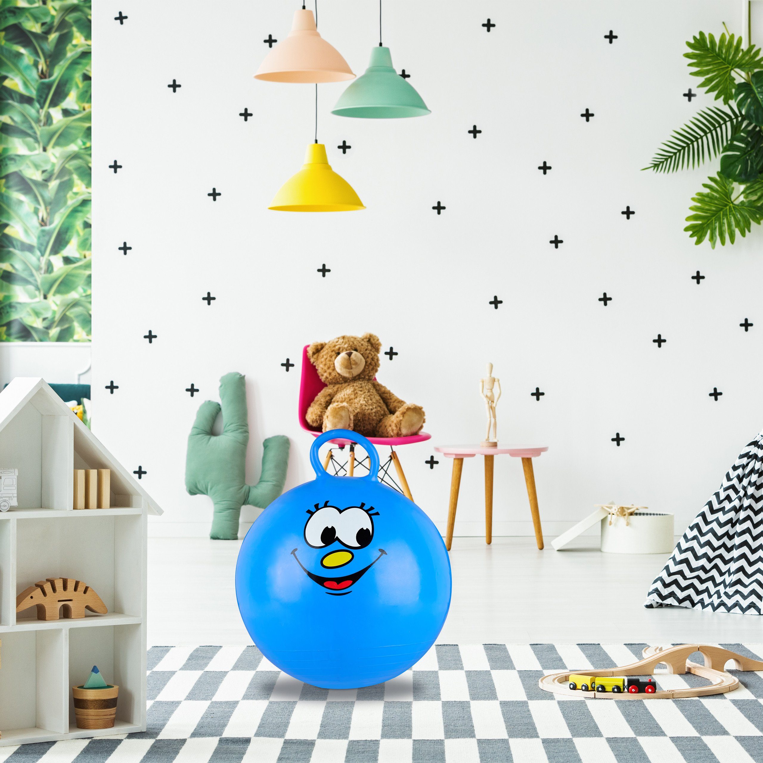 relaxdays Hüpfball für Kind, blau