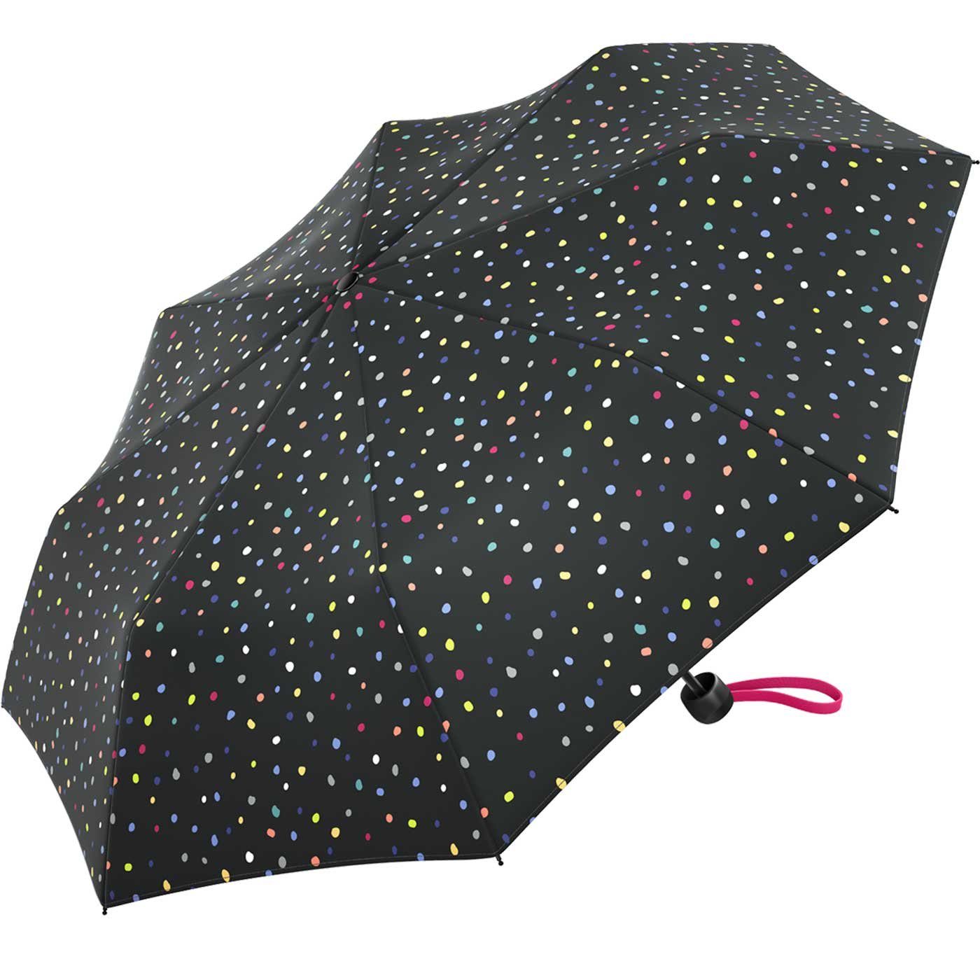 black, Mini Super schwarz Dots United Taschenregenschirm - ein Benetton of Konfettiregen Colors bunter
