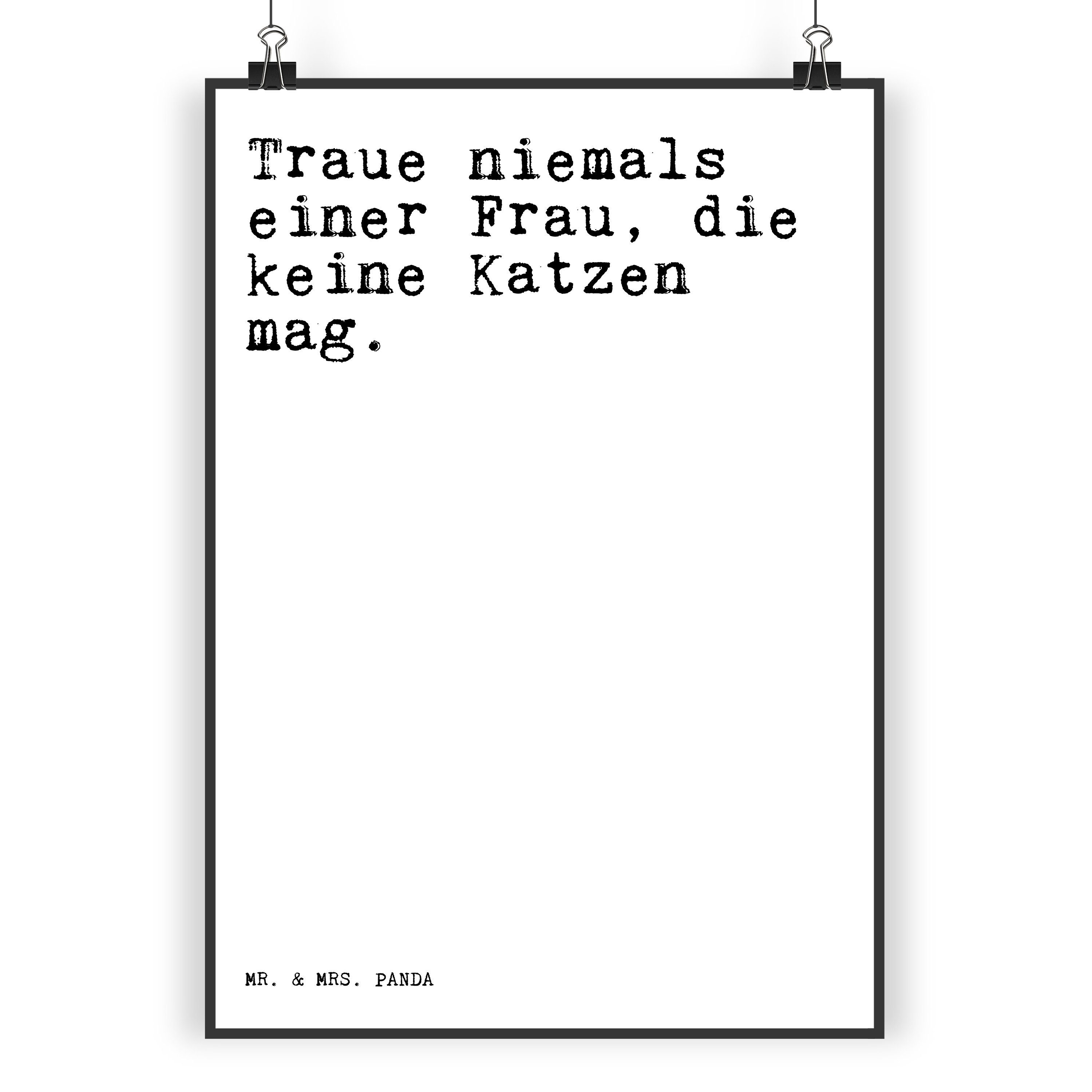 Mr. & Mrs. Panda Poster »Traue niemals einer Frau,... Weiß Geschenk