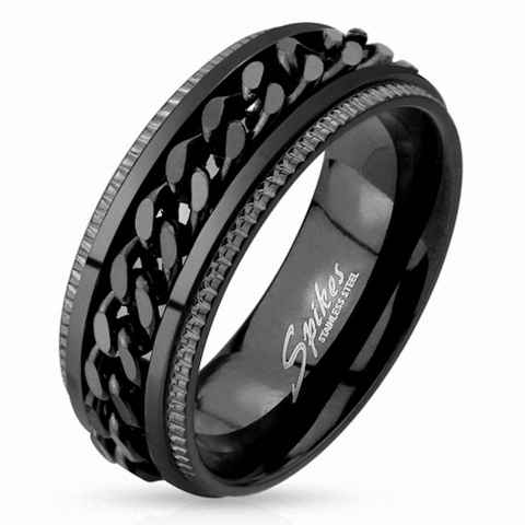 Taffstyle Fingerring Herren Band Ring Edelstahl mit Ketten Style, Herren Band Ketten Style Bandring Herrenring Partnerring Biker Rocker