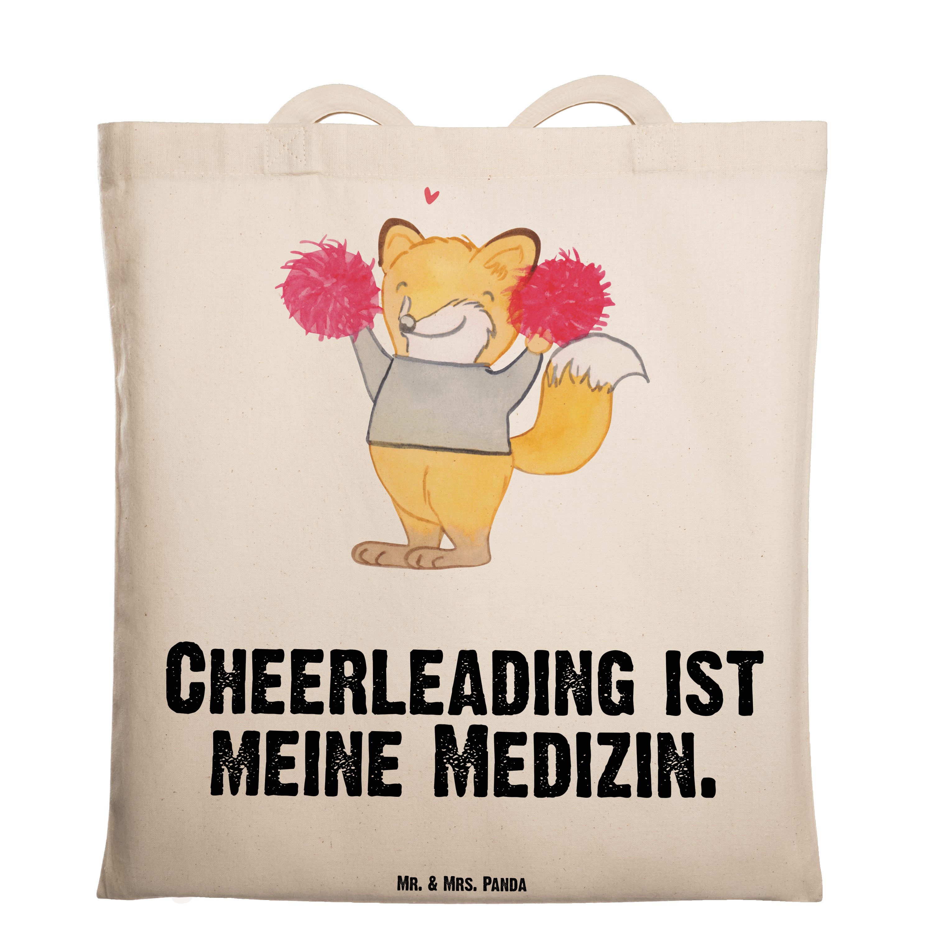Mr. & Mrs. Panda Tragetasche Fuchs Cheerleader Medizin - Transparent - Geschenk, Sportler, Cheerle (1-tlg)