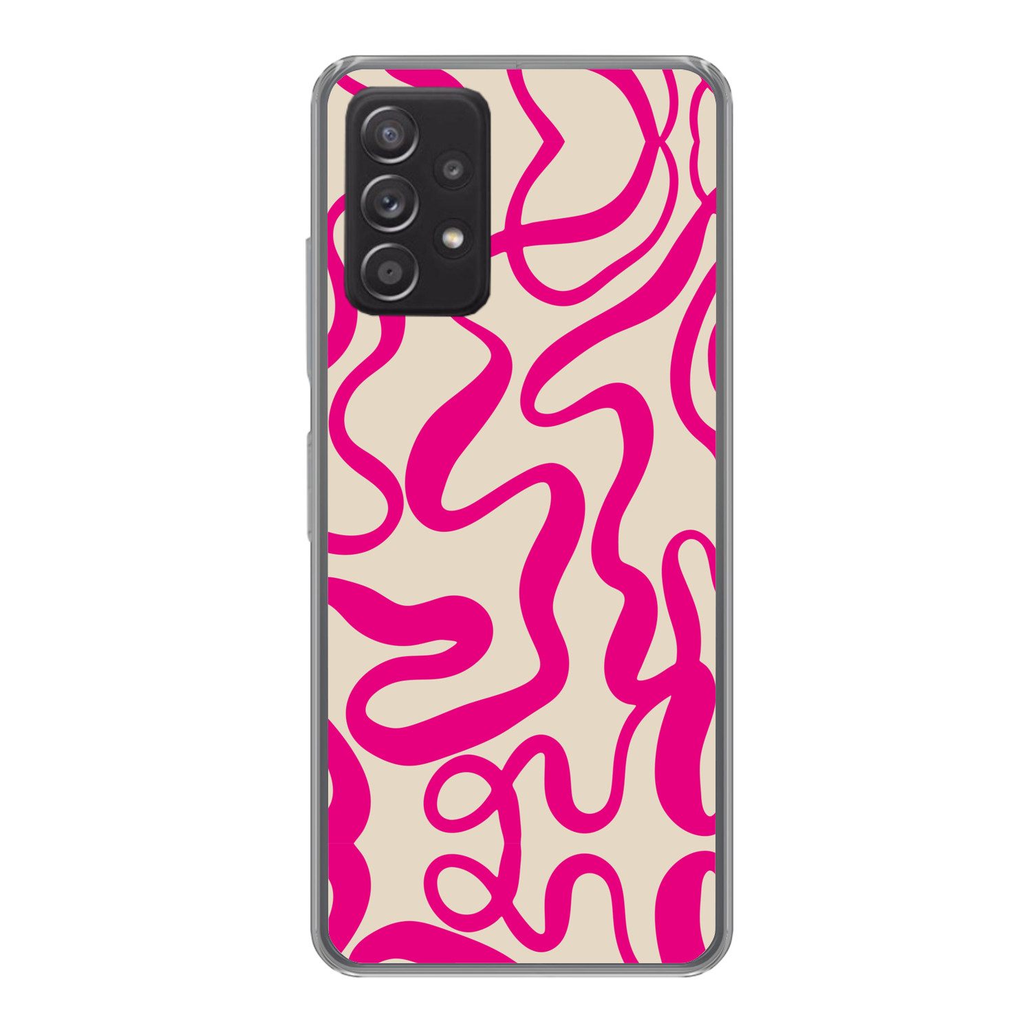 MuchoWow Handyhülle für Samsung Galaxy A53 5G Linien - Rosa - Beige - Abstrakt - Minimalis, Phone Case, Silikon, Schutzhülle Dünn