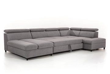 Fun Möbel Wohnlandschaft Schlafsofa Sofa ANTON in Stoff Esito, Inkl. 3 x Bettkasten und Schlaffunktion, Rundumbezug