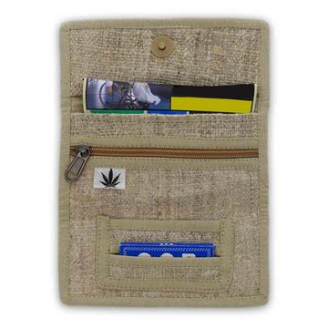 KUNST UND MAGIE Brieftasche Kunst und Magie Tabakbeutel Tabaktasche aus Hanf mit Stickerei