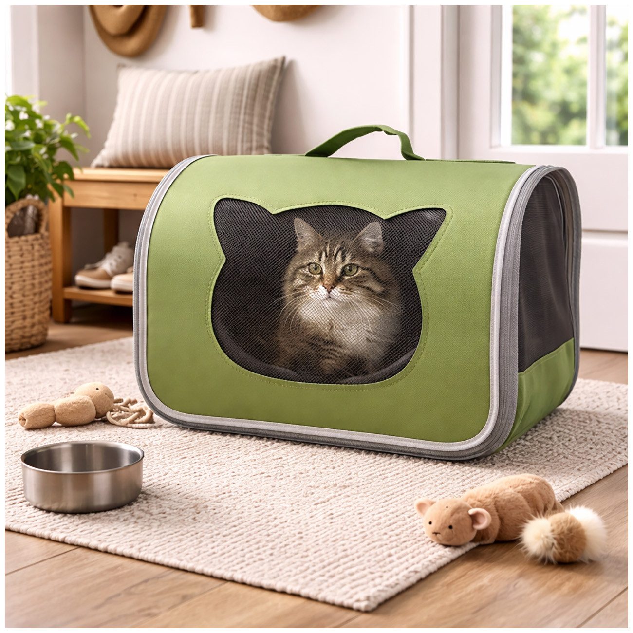 HTI-Living Tiertransporttasche Transporttasche Katze mit Fenster und Belüftung weich und bequem