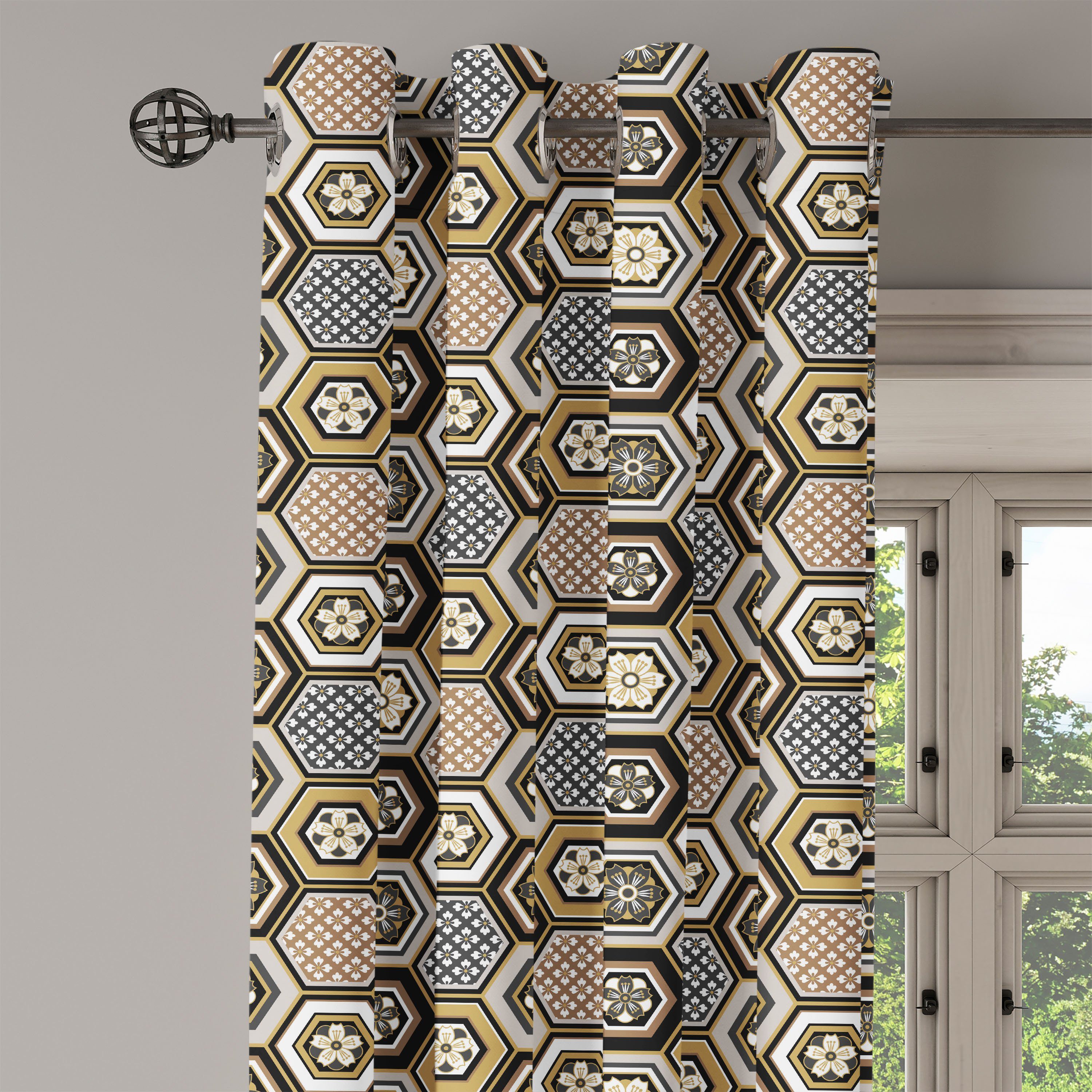 Dekorative Wohnzimmer, 2-Panel-Fenstervorhänge Abakuhaus, Schlafzimmer Damast Rokoko Blumen für Viktorianischer Gardine