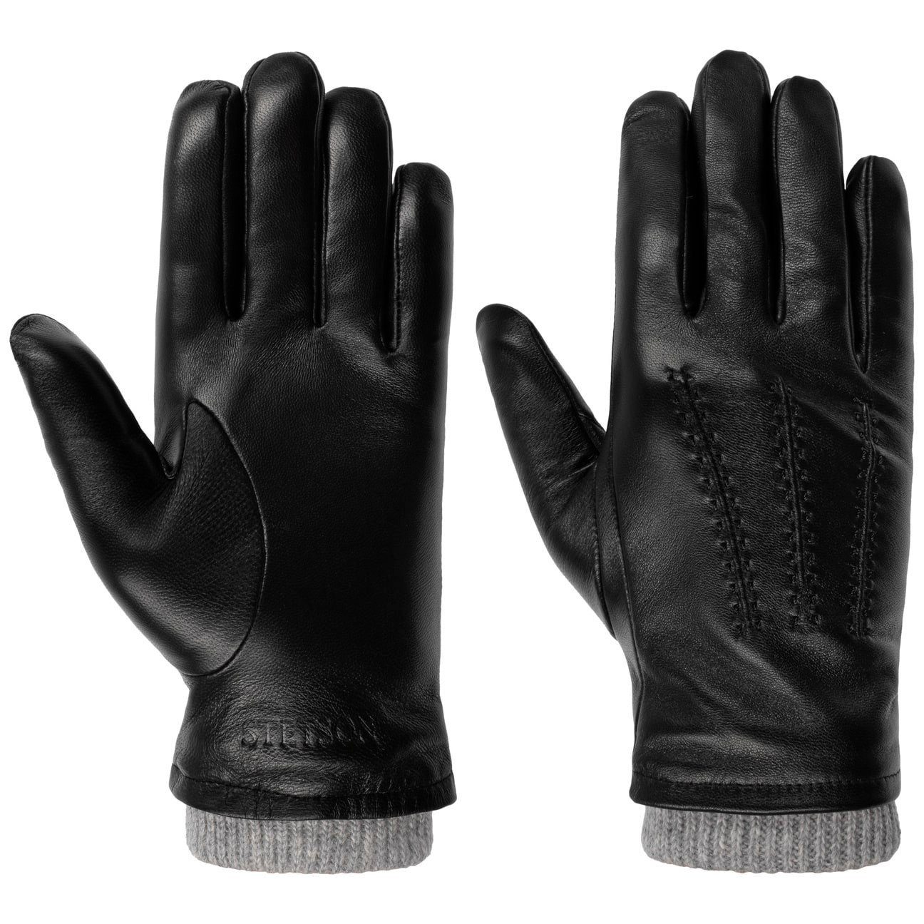 Stetson Lederhandschuhe Handschuhe mit Futter schwarz