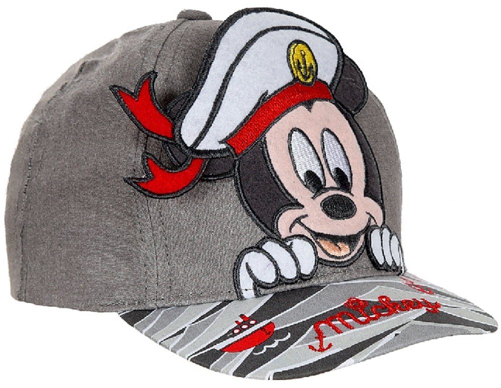 Disney Mickey Mouse Schirmmütze Mickey Mouse Baseball Cap Mütze Jungen Kapitän Blau und Grau Sonnenschutz Kinder Gr. 48 + 50