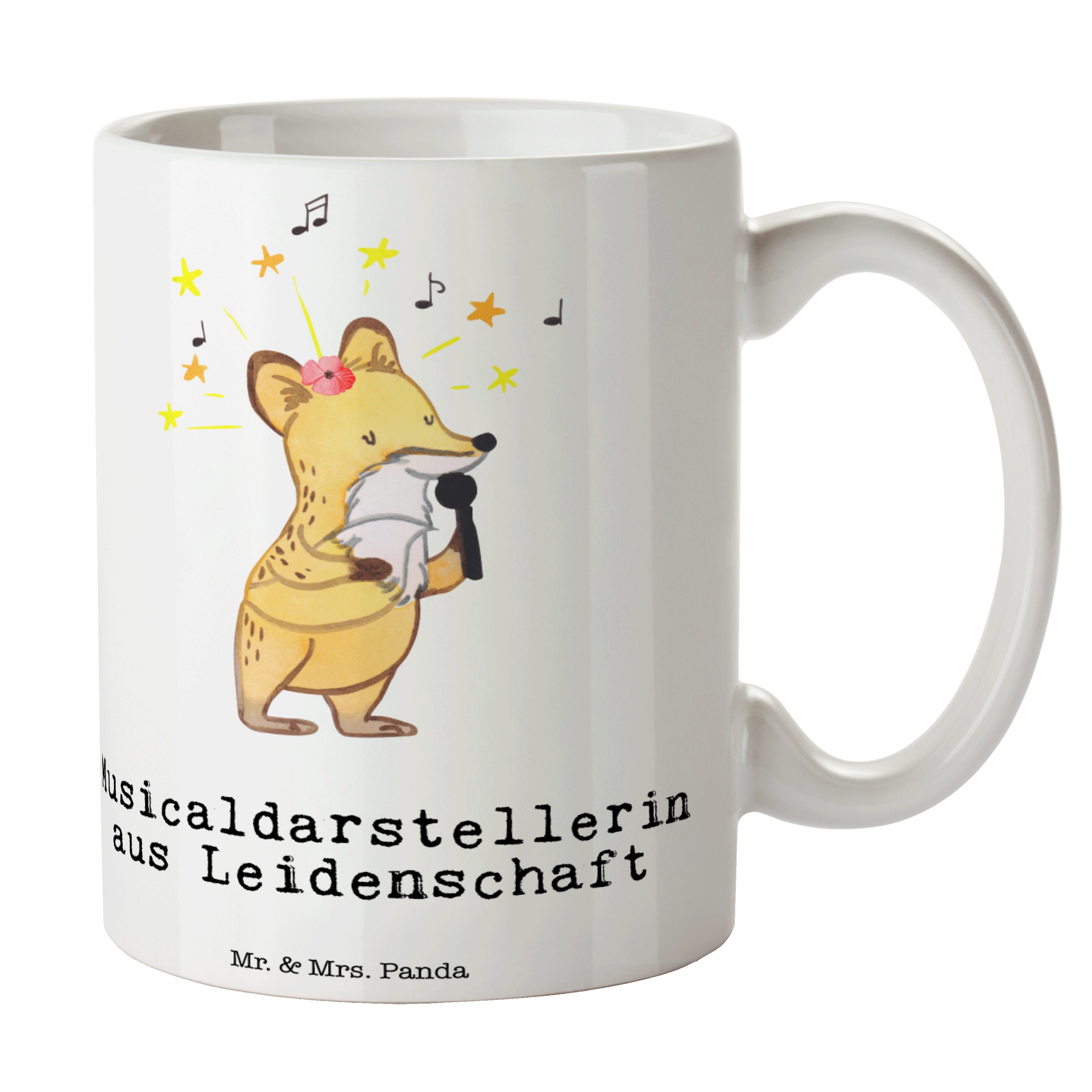 Mr. & Mrs. Panda Tasse Musicaldarstellerin aus Leidenschaft - Weiß - Geschenk, Dankeschön, G, Keramik