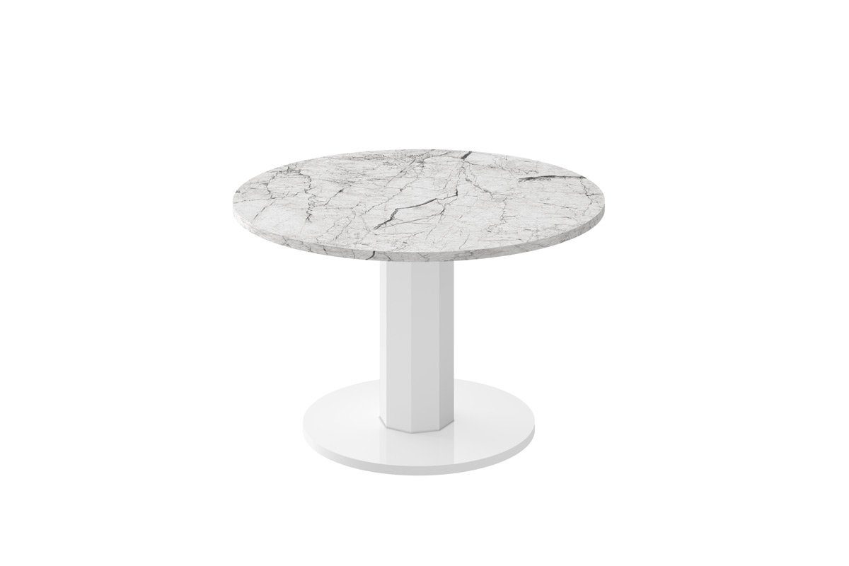 Marmoroptik rund Couchtisch Couchtisch Tisch Weiß Hochglanz Design designimpex HSO-111 - 80cm Hochglanz Hochglanz