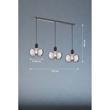 etc-shop Pendelleuchte, Pendellampe Hängelampe Esstischlampe Rauchglas 3 flammig