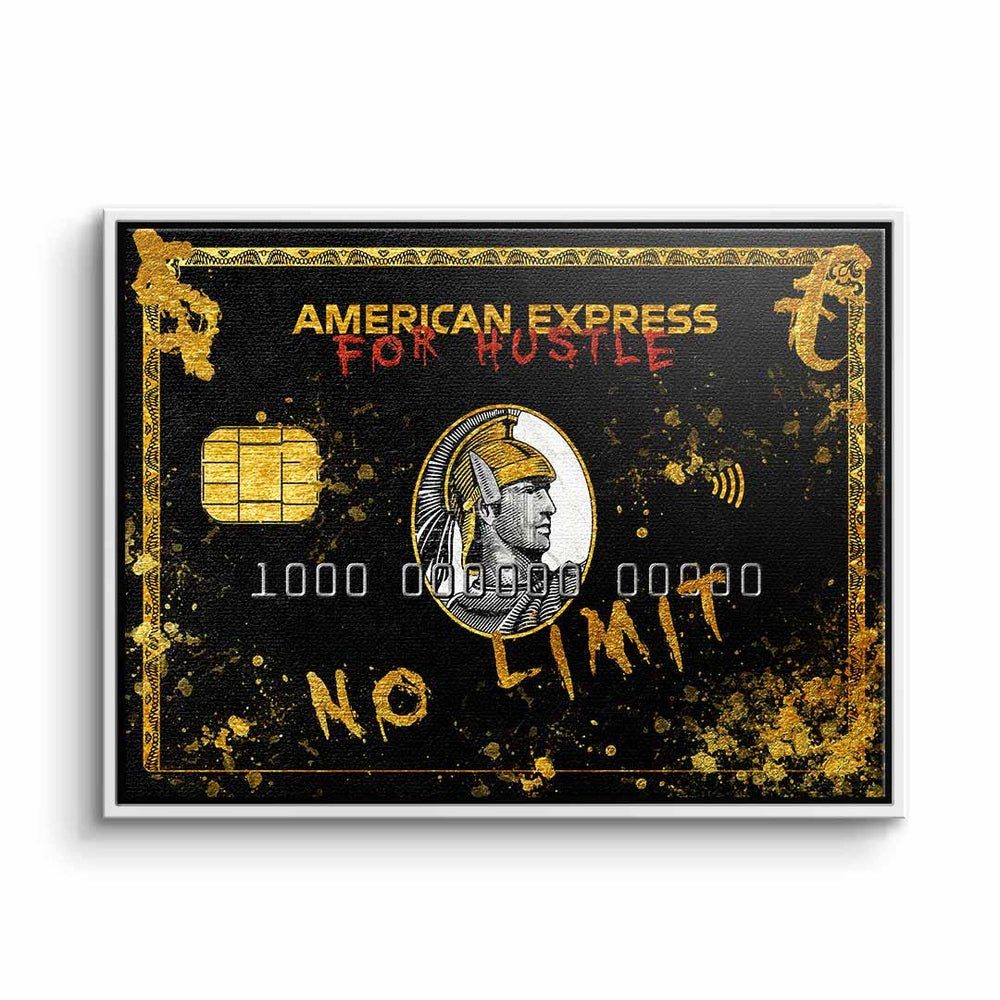 DOTCOMCANVAS® Leinwandbild American Express Hustler, Leinwandbild American Express Hustler schwarz gold mit premium Rahmen weißer Rahmen