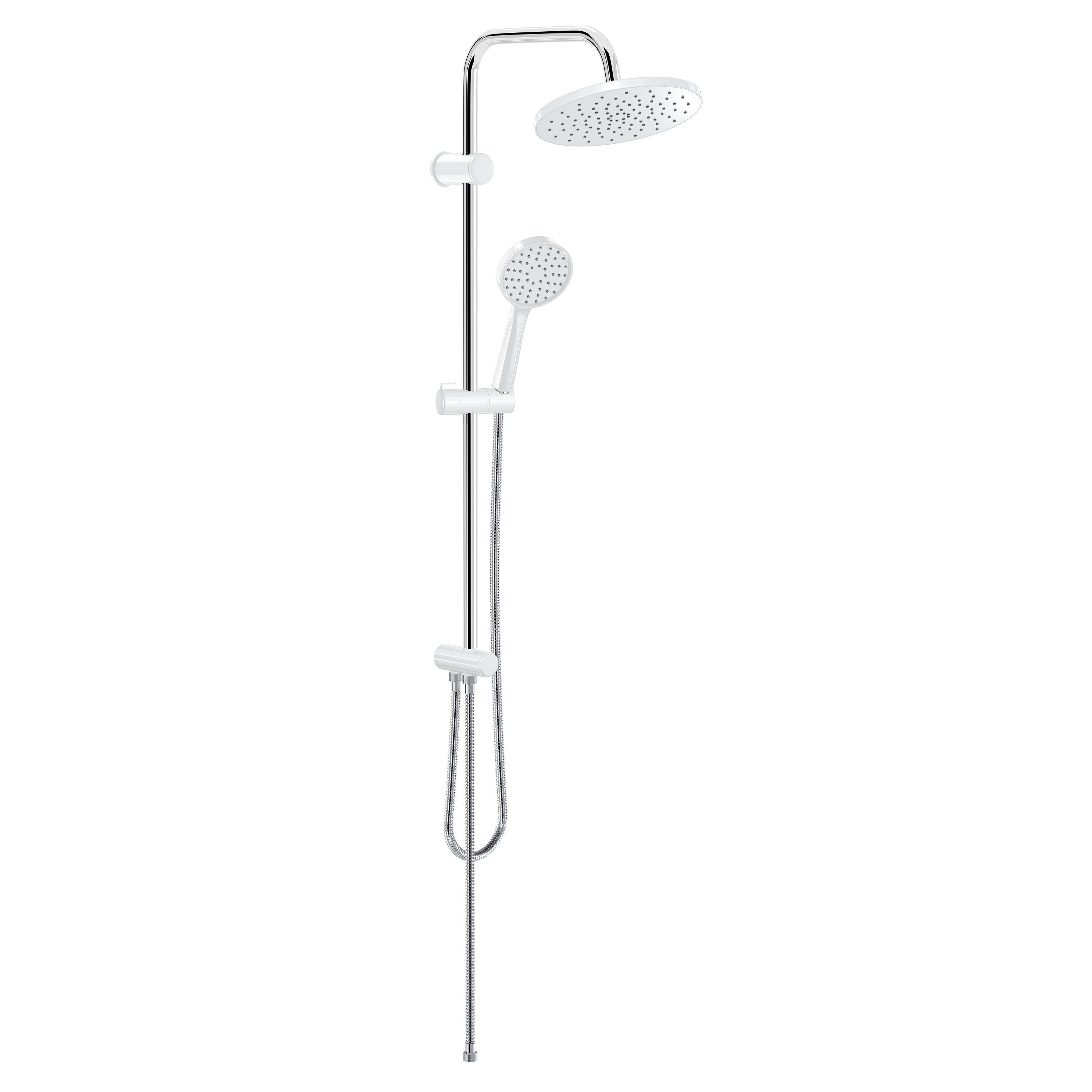 Karen Duschsystem Duschsystem Grando White, Höhe 95 cm, 1 Strahlart(en), Regendusche, Handbrause, Brausestange, Umsteller, Schläuche,Anleitung, Kopfbrause 22 cm Höhe Brausestange 95 cm Handbrause Regendusche Set
