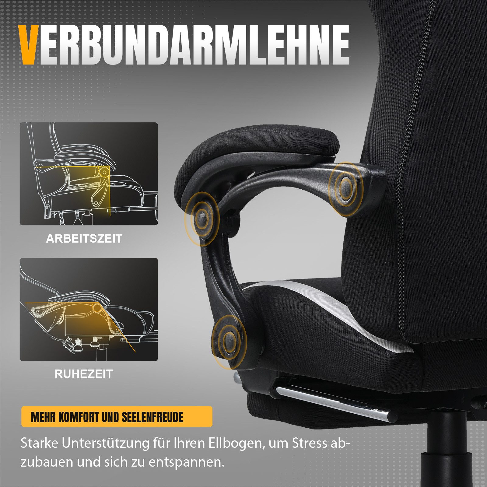 GTPLAYER Gaming-Stuhl Stoff, Racing Gamer Stuhl, Ergonomischer Gaming Sessel Gaming Chair, Schreibtischstuhl, Federsitzkissen mit Fußstütze