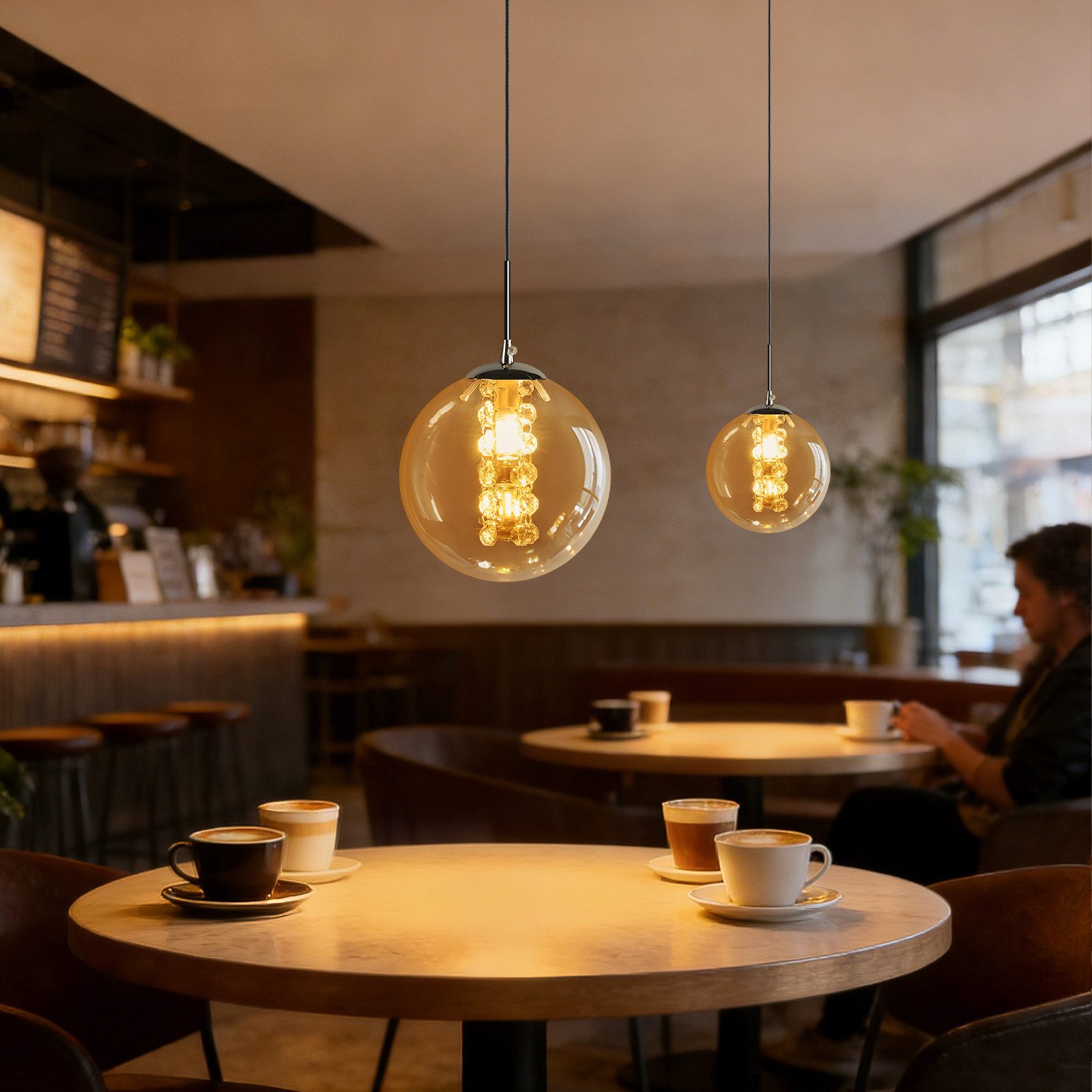 Nettlife Pendelleuchte gold/GrauG9 modern Glas 1/3/4/6/10/15 Flammig Hängelampe, Höheverstellbar, LED wechselbar, Warmweiß, für Küchen Wohnzimmer Schlafzimmer Flur