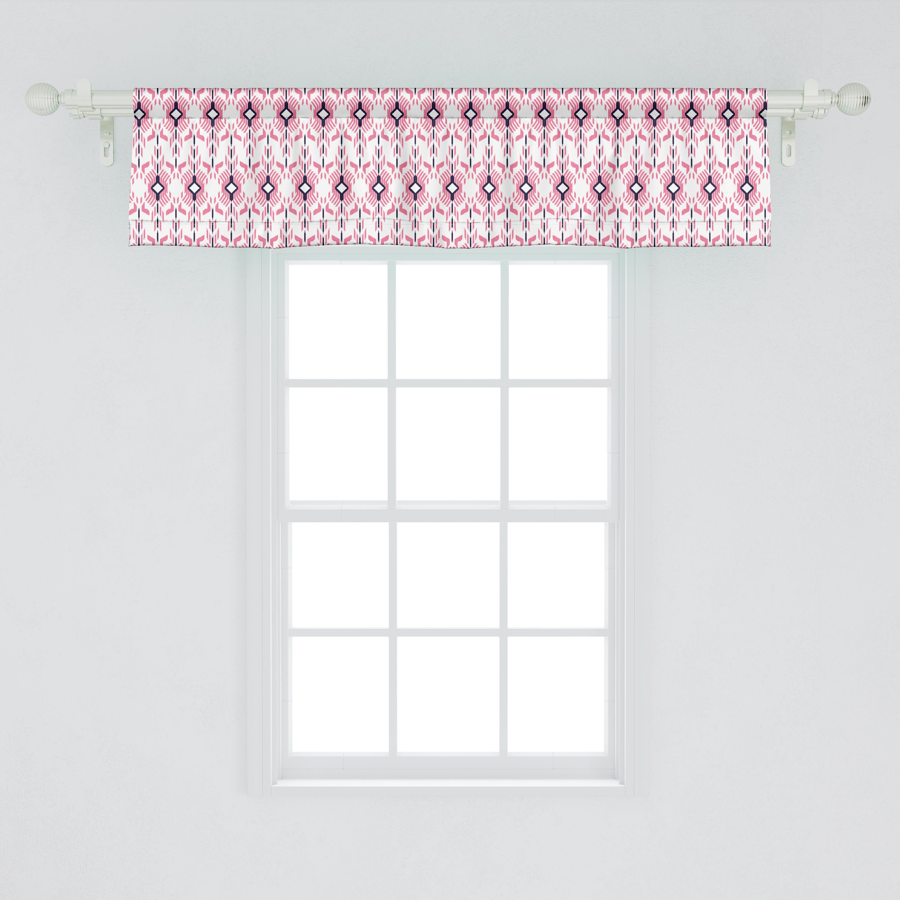 Scheibengardine Vorhang Volant für Küche Squares Abakuhaus, Dekor Boho Stangentasche, inspirierte mit Schlafzimmer Stripes Microfaser, Ikat