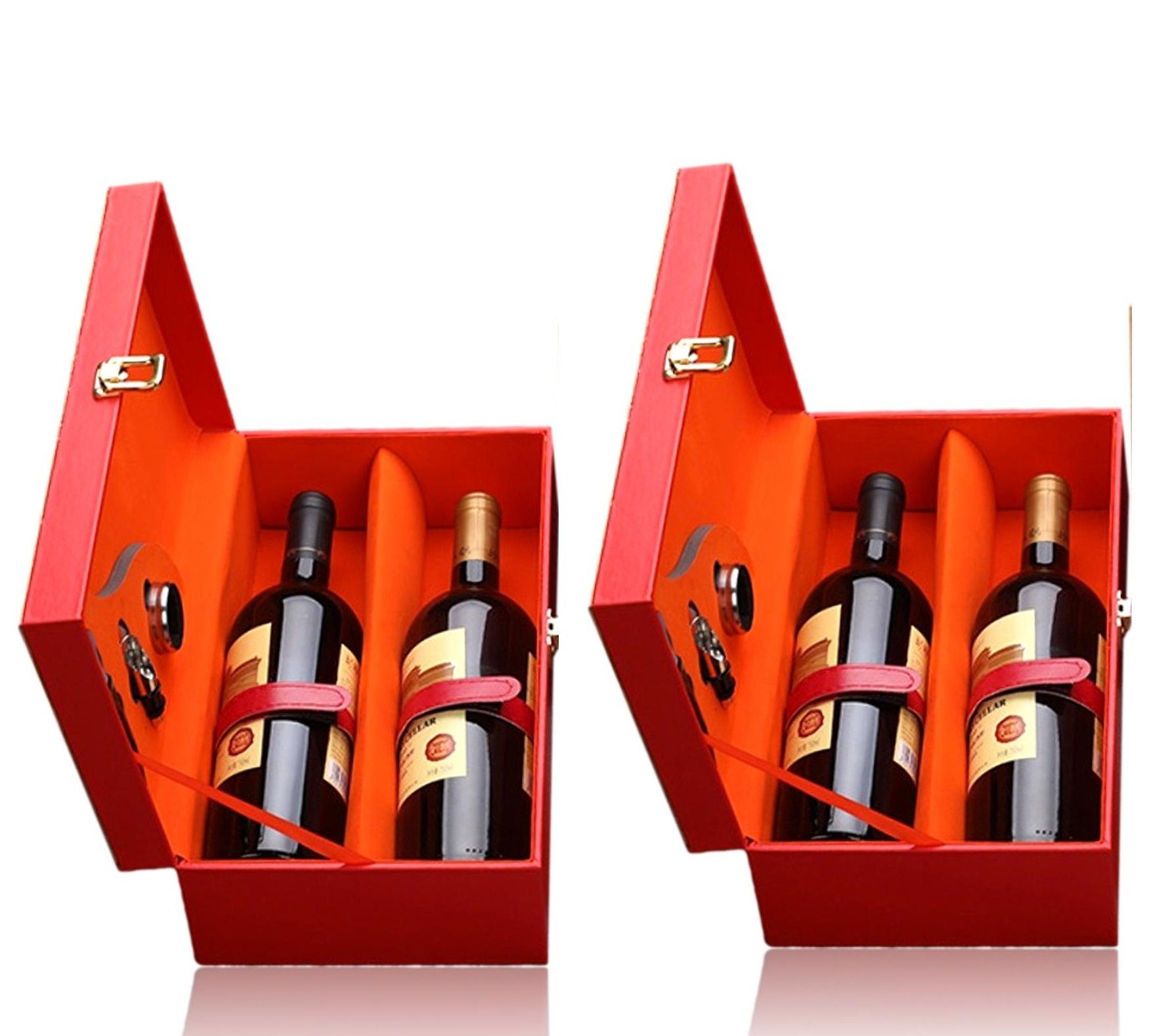Geschenkbox 2 x Sommelier-Set in edler Geschenkbox für zwei Weinflaschen, Weinbo