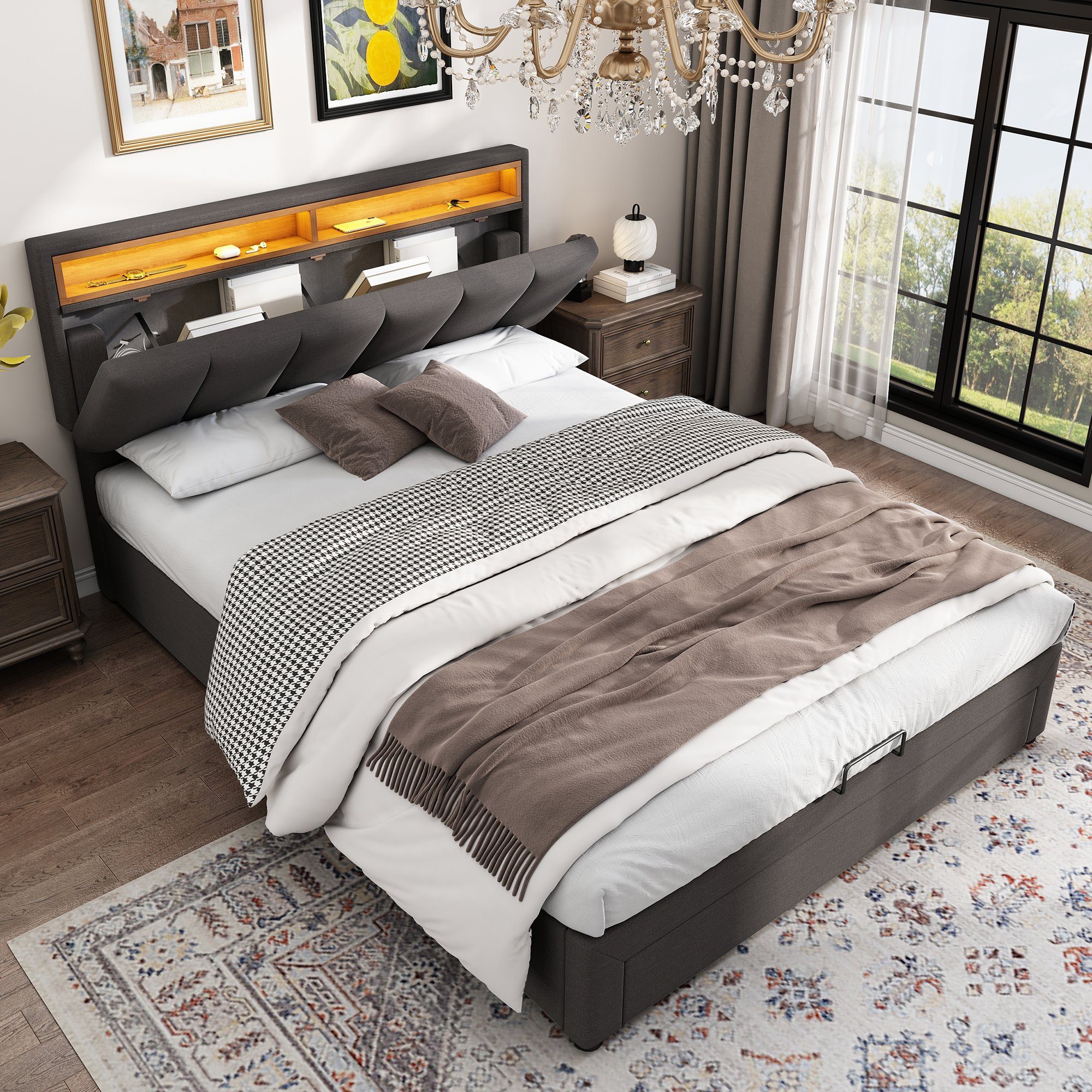 HAUSS SPOLE Polsterbett 140x200cm mit LED-Beleuchtung, günstig online kaufen