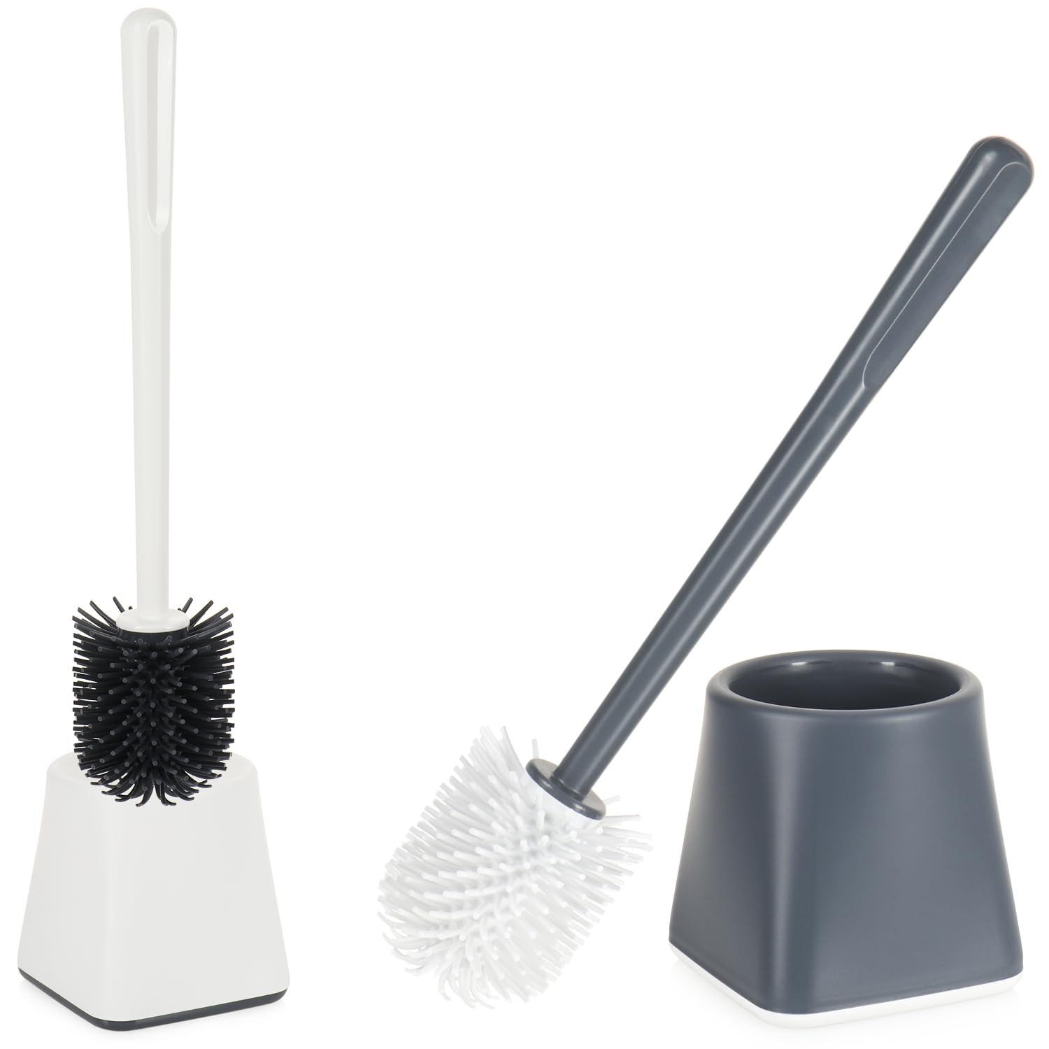 com-four WC-Garnitur WC-Bürste mit Halter, (2-tlg), Toiletten-Bürste mit hygienischen Gummi-Borsten und Ständer
