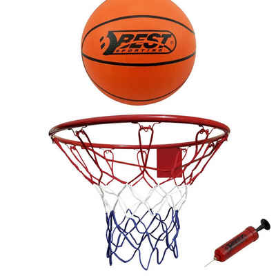 Best Sporting Basketballkorb Basketballkorb Outdoor Wandmontage Set mit Basketball und Pumpe, Stabiler Basketball Korb Outside mit Standard Ø 45 cm und Netz