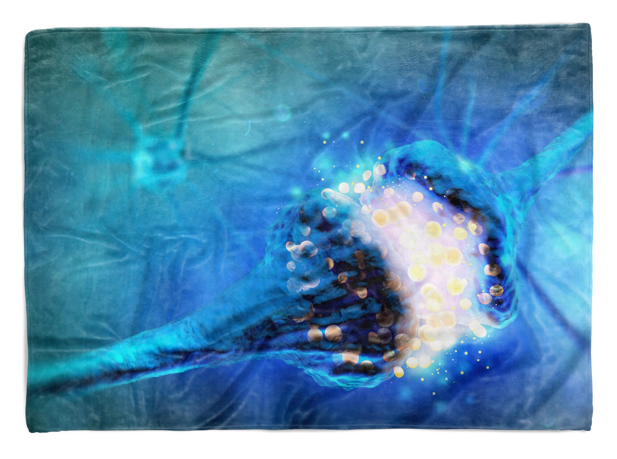 Kuscheldecke Makro Handtuch mit Art Saunatuch (1-St), Auffalle, Handtuch Synapsen Fotomotiv Baumwolle-Polyester-Mix Blau Handtücher Sinus Strandhandtuch