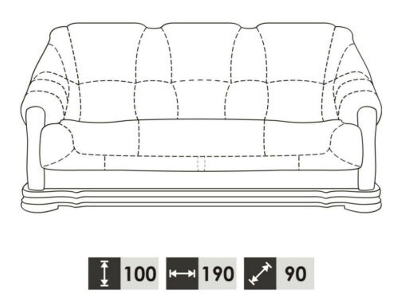 Leder JVmoebel Klassische 100% Polster Sitzer 3 3-Sitzer, Sofa Dreisitzer Couch