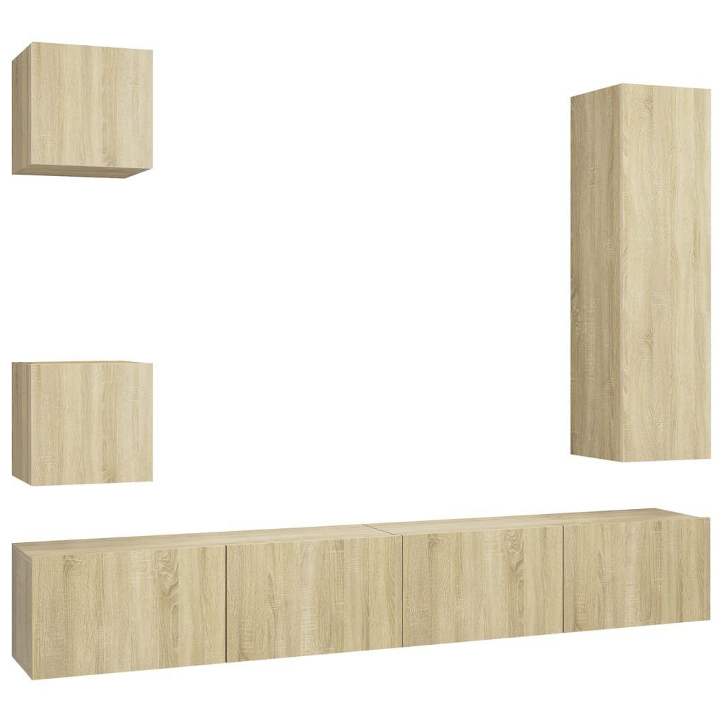 furnicato TV-Schrank 5-tlg. TV-Schrank-Set Sonoma-Eiche Holzwerkstoff