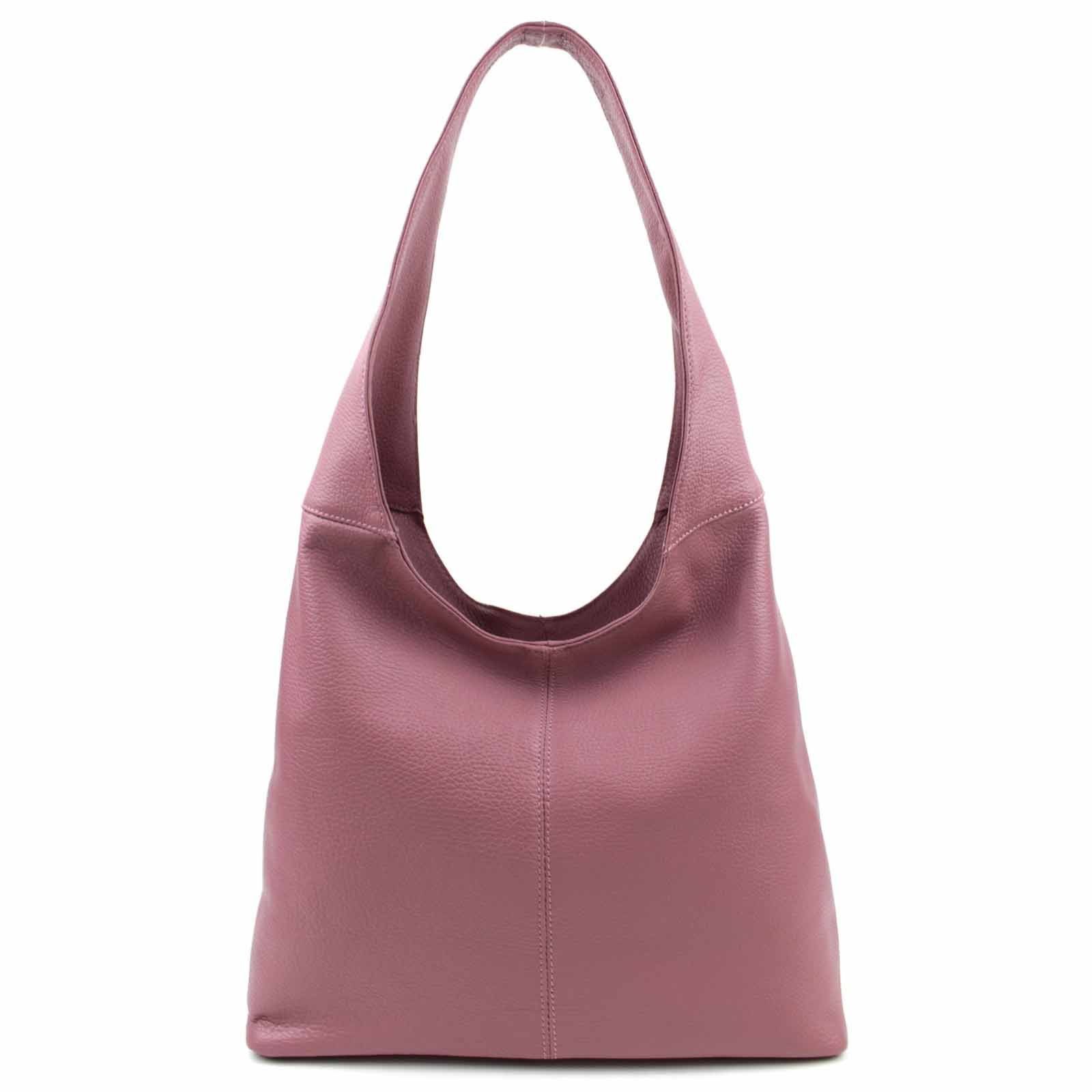 ITALYSHOP24 Shopper Made in Italy Damen echtes Leder Tasche Schultertasche Umhängetasche, Hobo Bag große Hauptfach Alltagstasche mit viel Stauraum leicht bequem