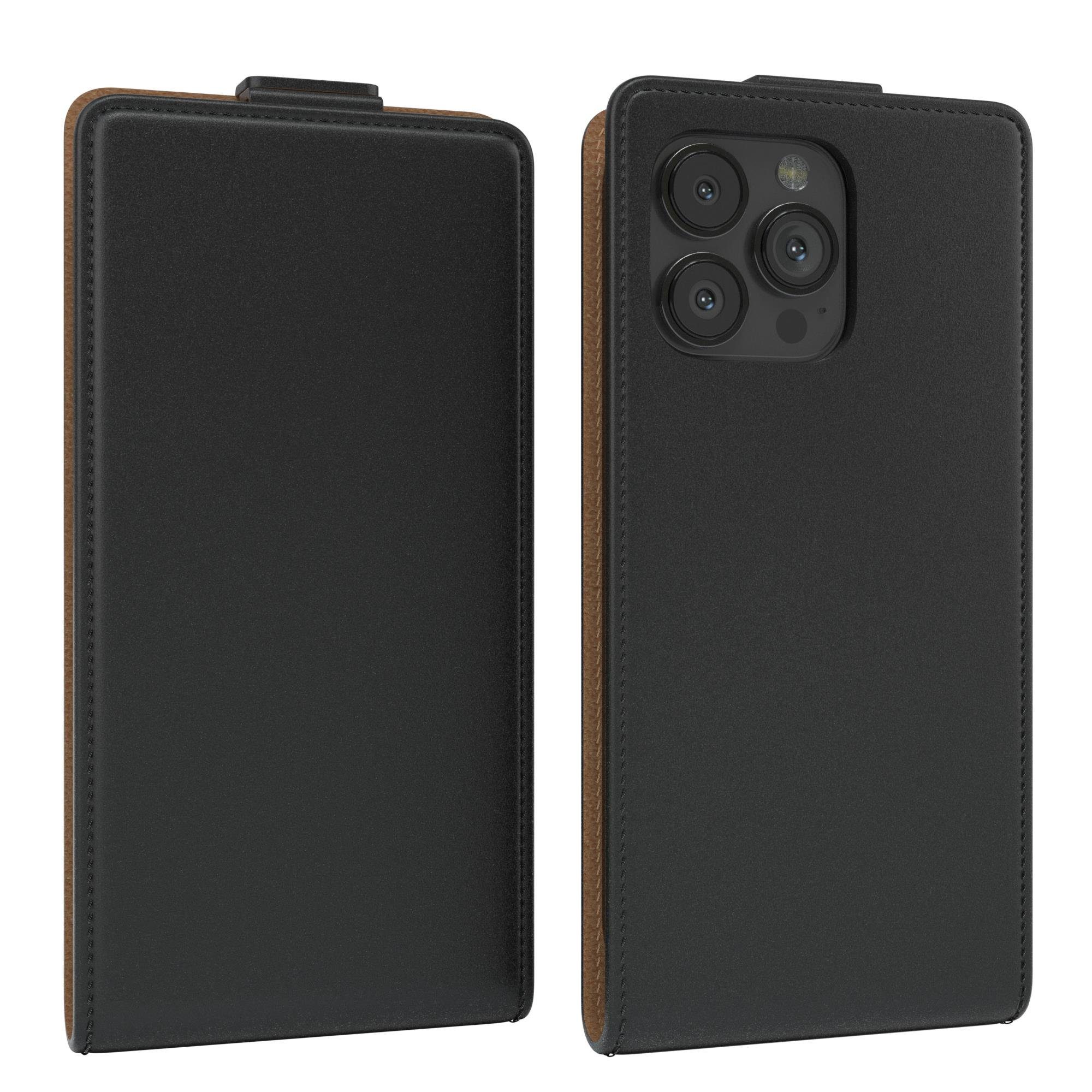 EAZY CASE Handyhülle Flipcase für Apple iPhone 13 Pro 6,1 Zoll, Tasche Klapphülle Handytasche zum Aufklappen Etui Kunstleder Schwarz