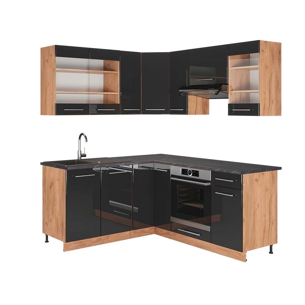 Vicco Winkelküche R-Line, Goldkraft Eiche/Anthrazit, 257 günstig online kaufen
