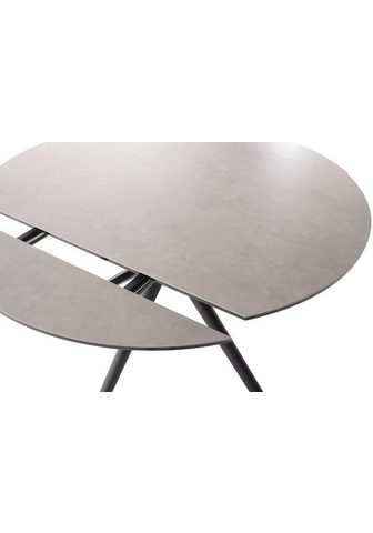 MCA furniture Valgomojo stalas RUBIKON Stalas 90-135 cm (Einzelstück) Keramik metalas Längsseitenauszug išskleidžiamas 13 mm