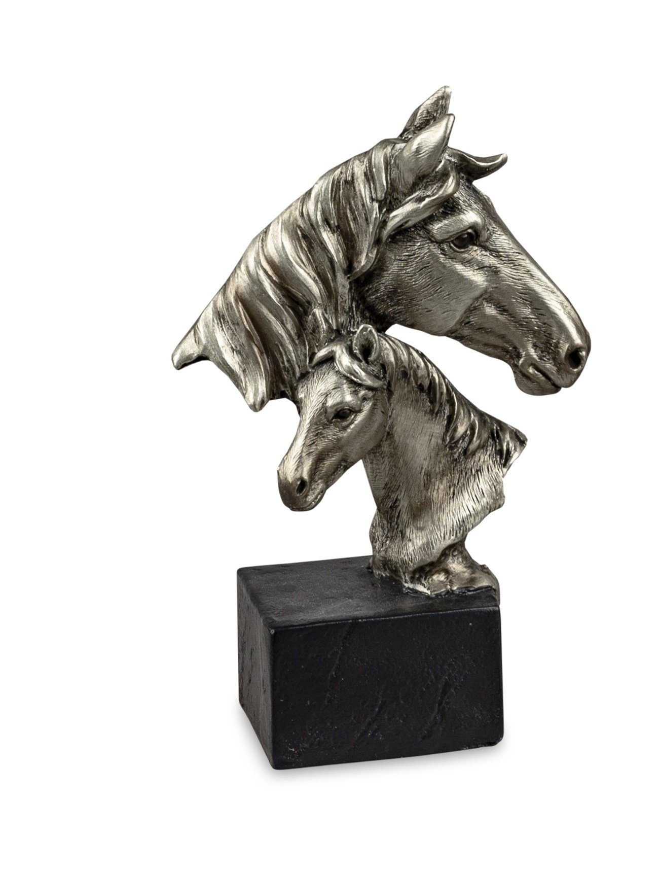 dekojohnson Dekofigur Pferdebüste Pferdefigur Skulptur silber 11x17cm