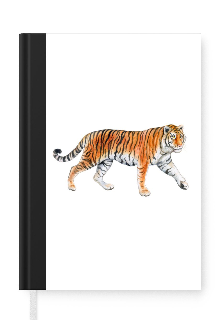MuchoWow Notizbuch Tiger - Weiß - Orange, Journal, Merkzettel, Tagebuch, Notizheft, A5, 98 Seiten, Haushaltsbuch