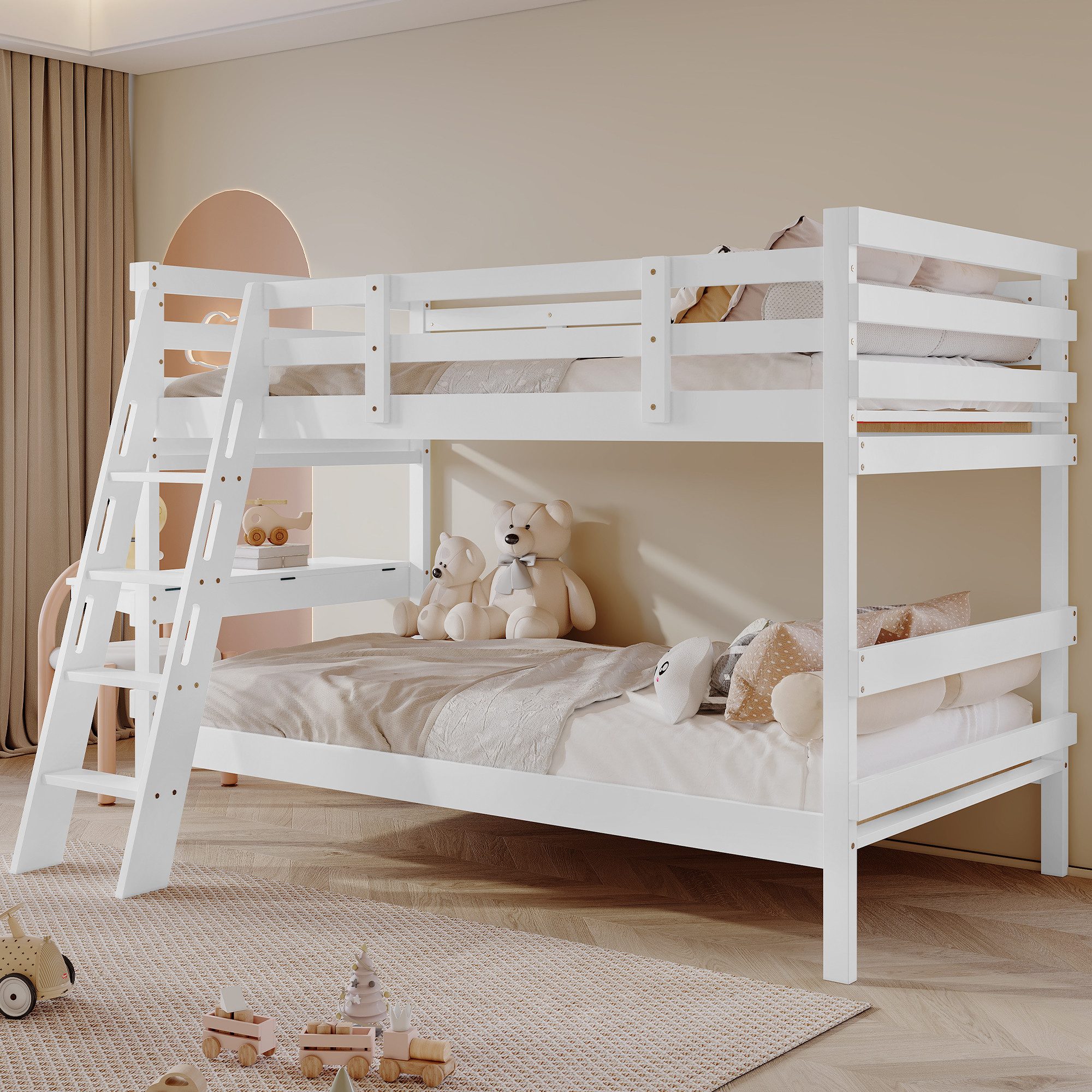 Flieks Etagenbett, Kinderbett 90x200cm mit vierstufiger Leiter, Fallschutz, günstig online kaufen