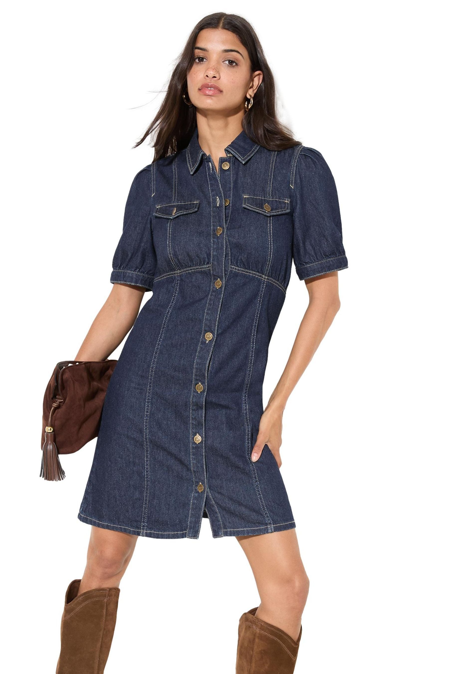 Friends Like These Jeanskleid Friends Like These Minikleid mit Saumdetail (1-tlg)