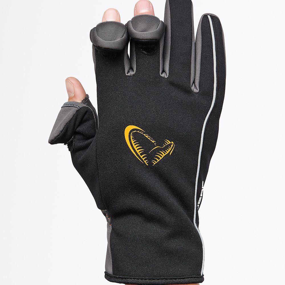 Savage Gear Angelhandschuhe WINTER GLOVE Handschuhe M - XL Anglerhandschuhe Angeln Outdoor Winddicht, Reflektierende Linien, Weiches Innenfutter