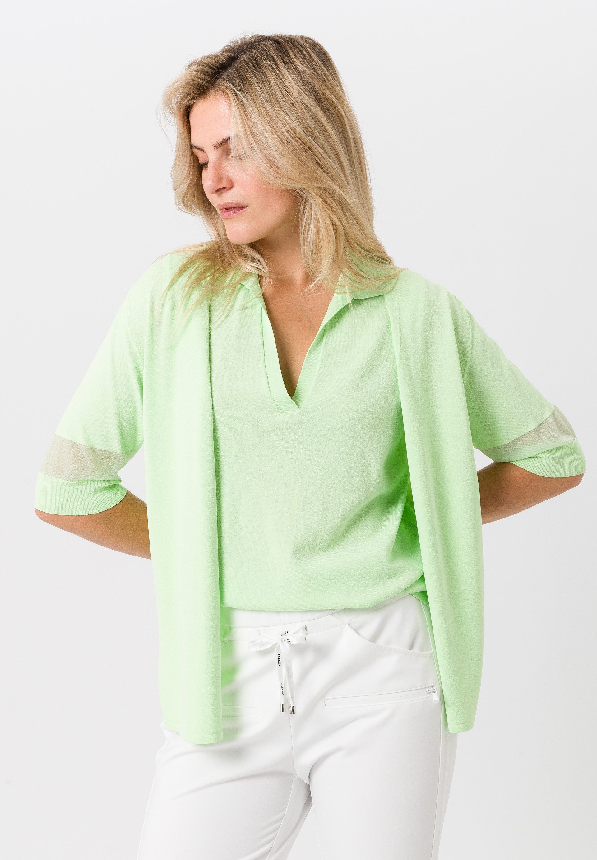 Strickjacke mit Mesh-Einsatz