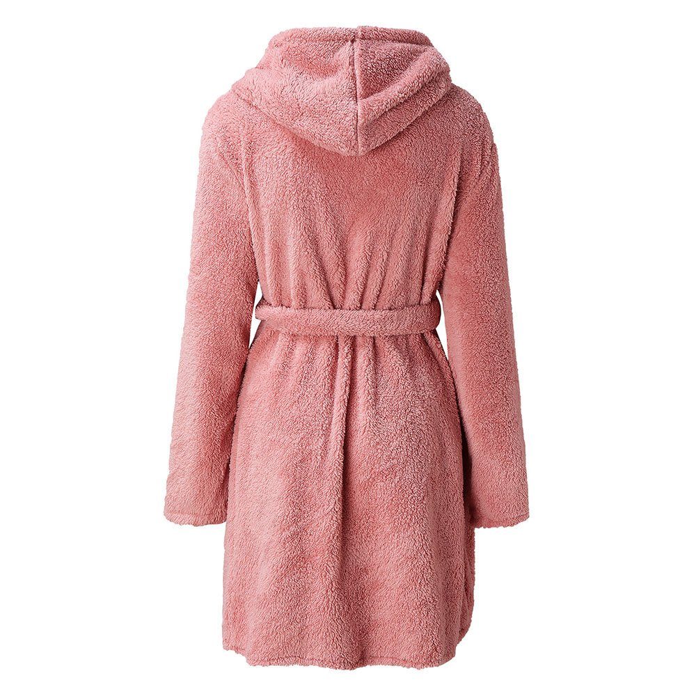 Blusmart Damenbademantel Damen-Handtuch-Bademantel Mit Bequem, pink Für 2 Taschen, Atmungsaktiv