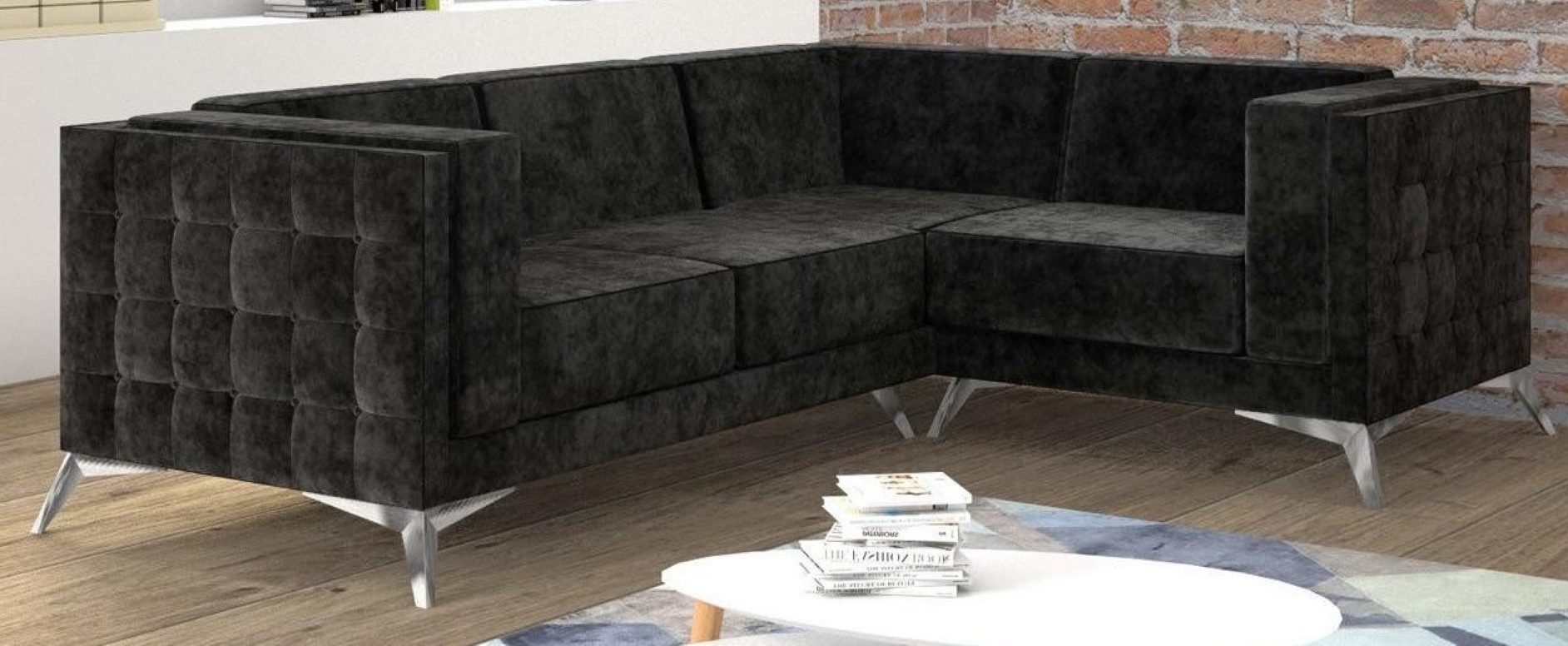Xlmoebel Ecksofa Modernes L-Form Sofa aus strapazierfähigem Textil in elegantem Design, Hergestellt in Europa