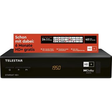 TELESTAR STARSAT HD+ HDTV Satreceiver mit HD+ Kartenleser Mediaplayer Satellitenreceiver (LAN (Ethernet), 12V Stromversorgung geeignet für Campingbetrieb)