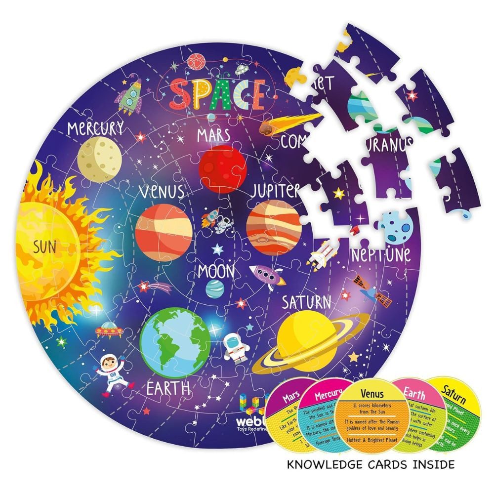 Webby Toys Puzzle Holzpuzzle-Set – 60 Teile – Lernspiel für Kinder ab 5 Jahren, Puzzleteile, Mit Aufbewahrungsbox und zusätzlichen Lernkarten