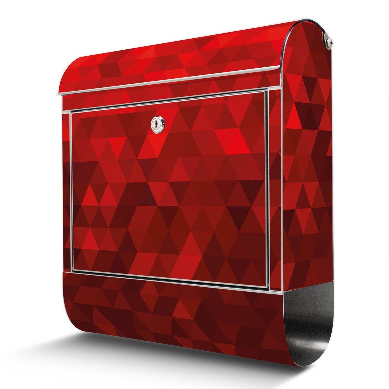 Qualität garantiert! banjado Wandbriefkasten Edelstahl Dreiecke Rot (Wandbriefkasten 42,5 Zeitungsfach), x12cm 38 groß, mit x