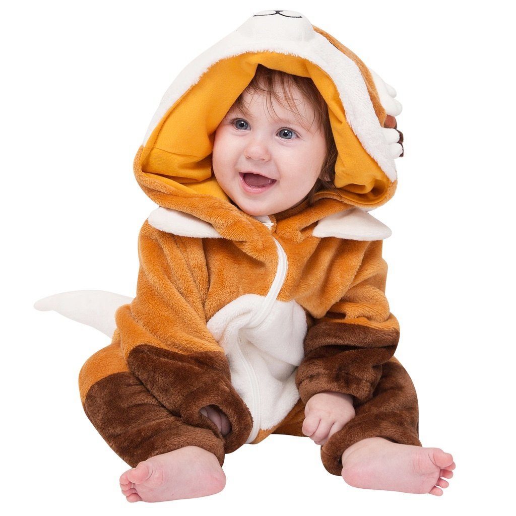 Strampler 60-90cm, Pinguin, Panda, Jumpsuit Dino, Fuchs, Fasching Einhorn, (1-tlg) Fuchs "Faye" Kostüm, Größen Strampler, Baby Drache, Onesie (orange) Faultier, Corimori der für Flamingo