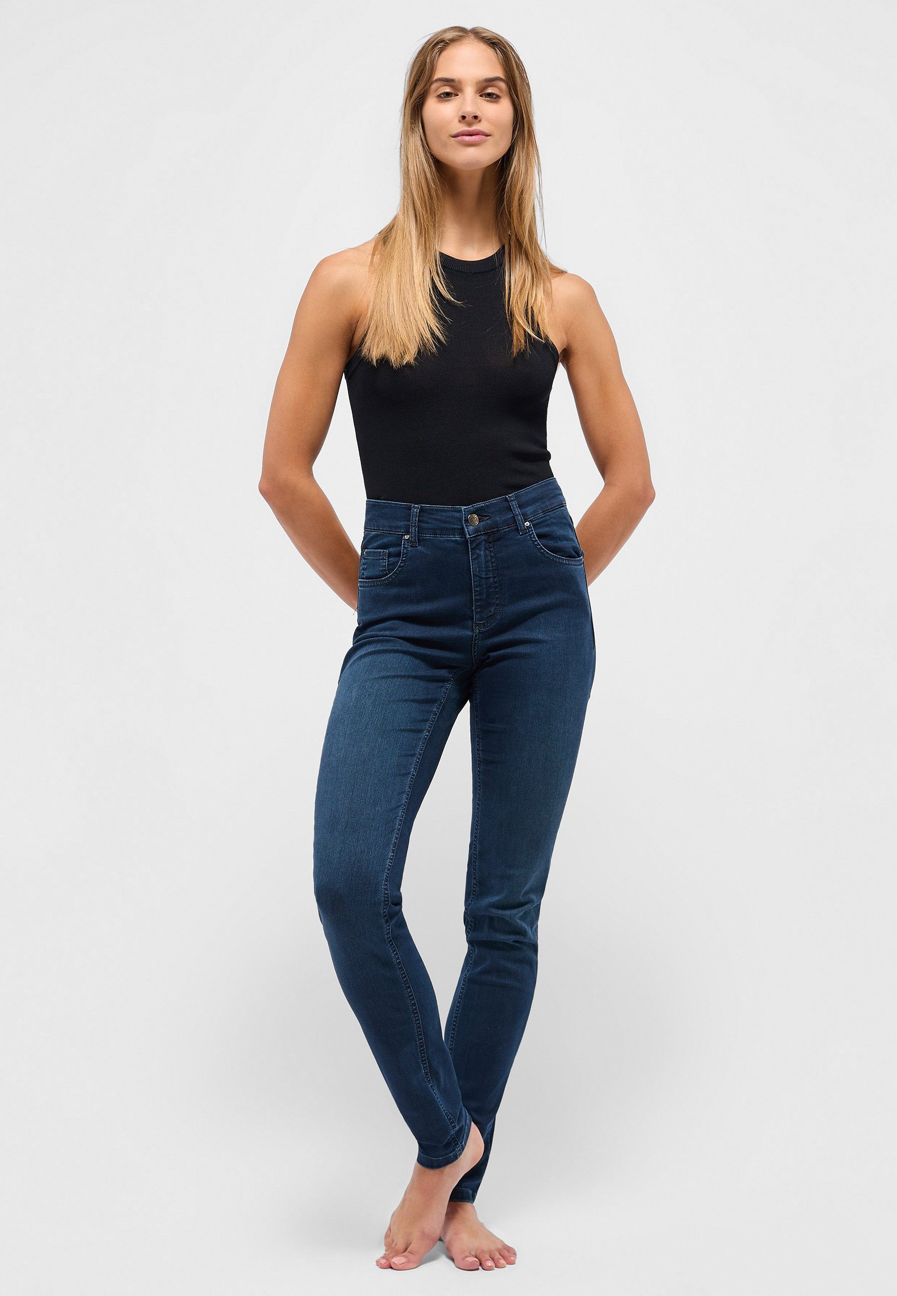 Denim Label-Applikationen mit Jeans mit Stretch Slim-fit-Jeans blue cleanem Super Skinny ANGELS