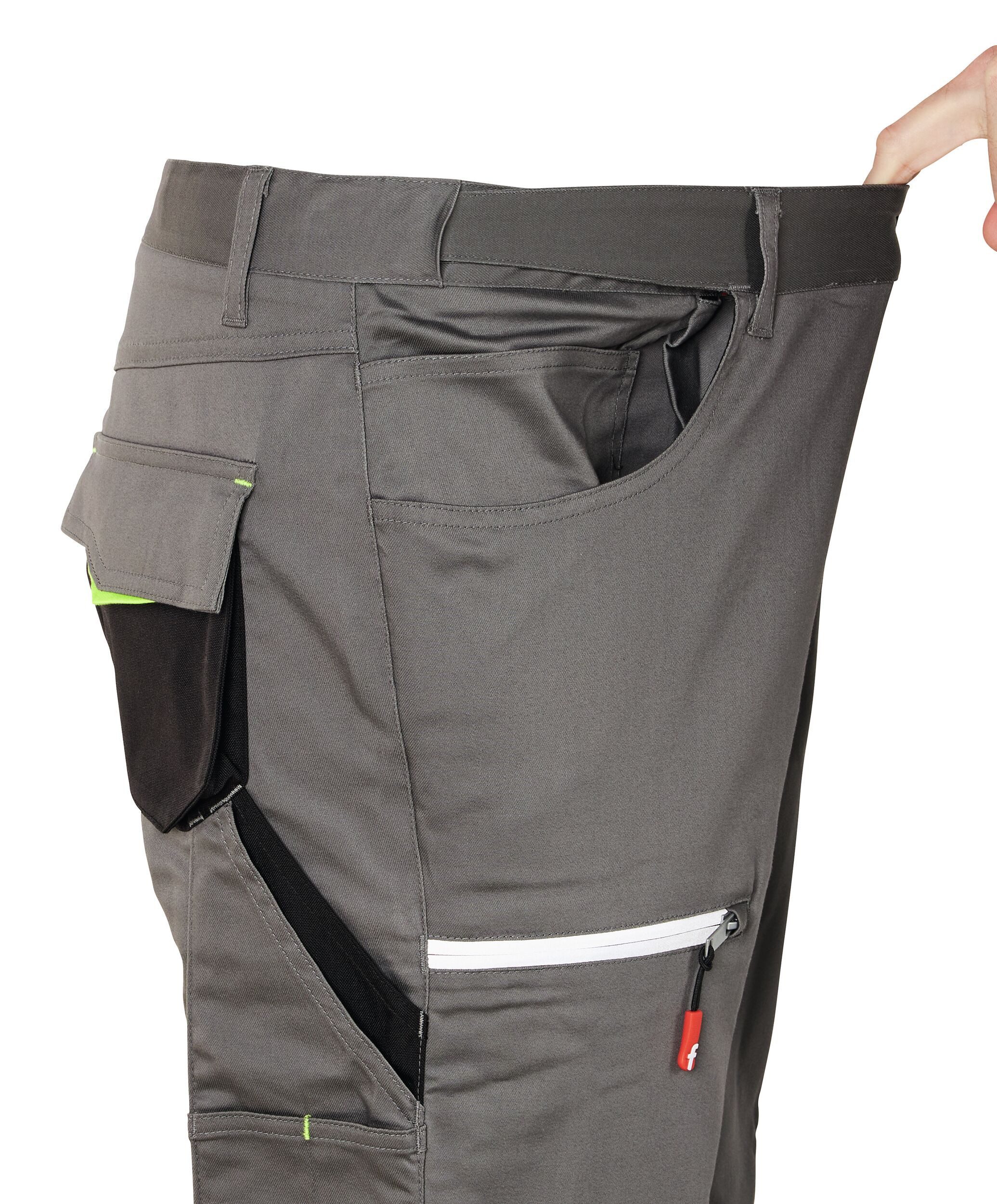 fortis Arbeitsbundhose Damen-Bundhose Flex grau/schwarz/lime